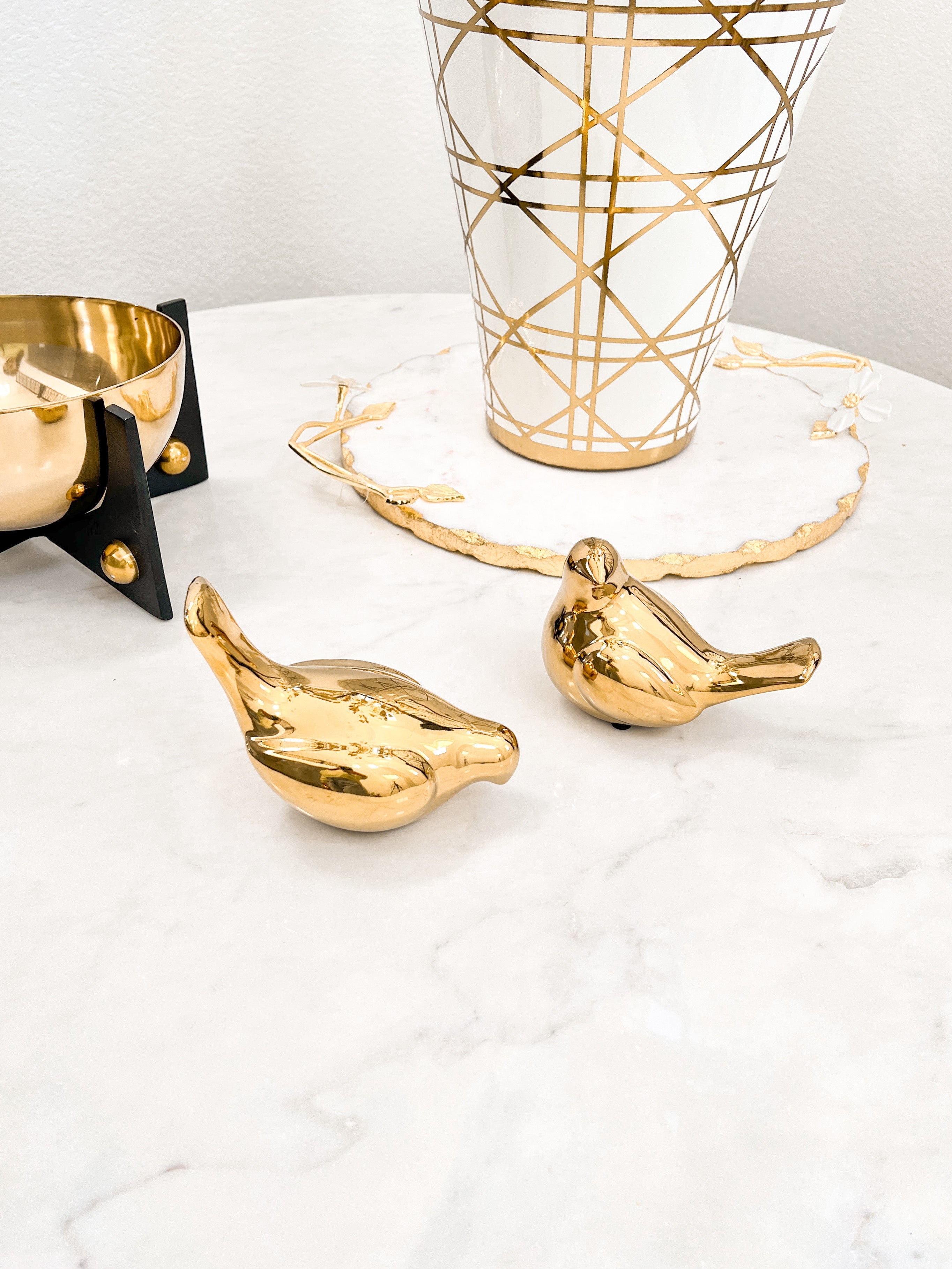 Gold Birds Table Top Decorative Sculpture (Set of 2) - HTS HOME DECOR