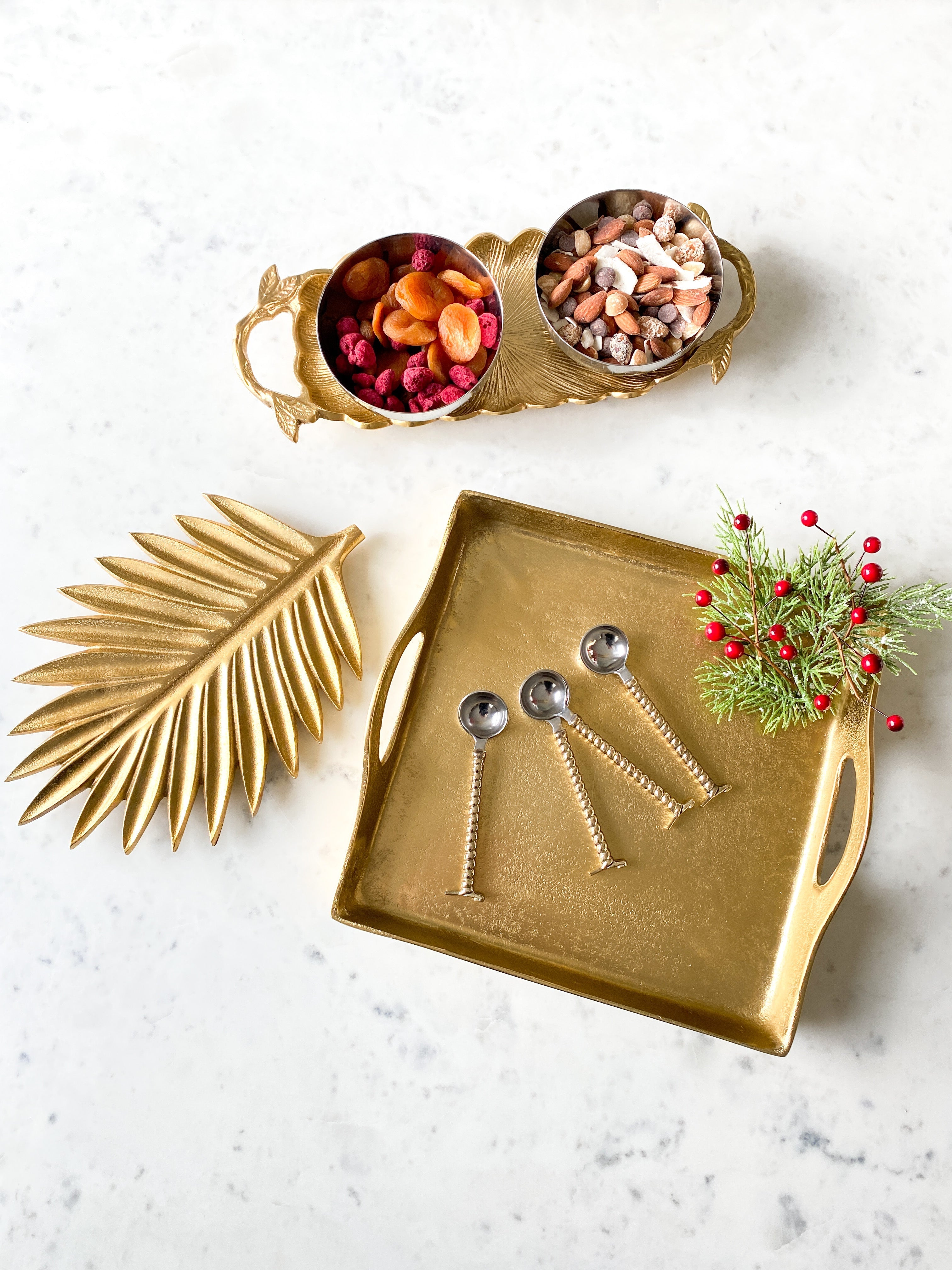Gold Brass Decorative Tray - HTS HOME DECOR