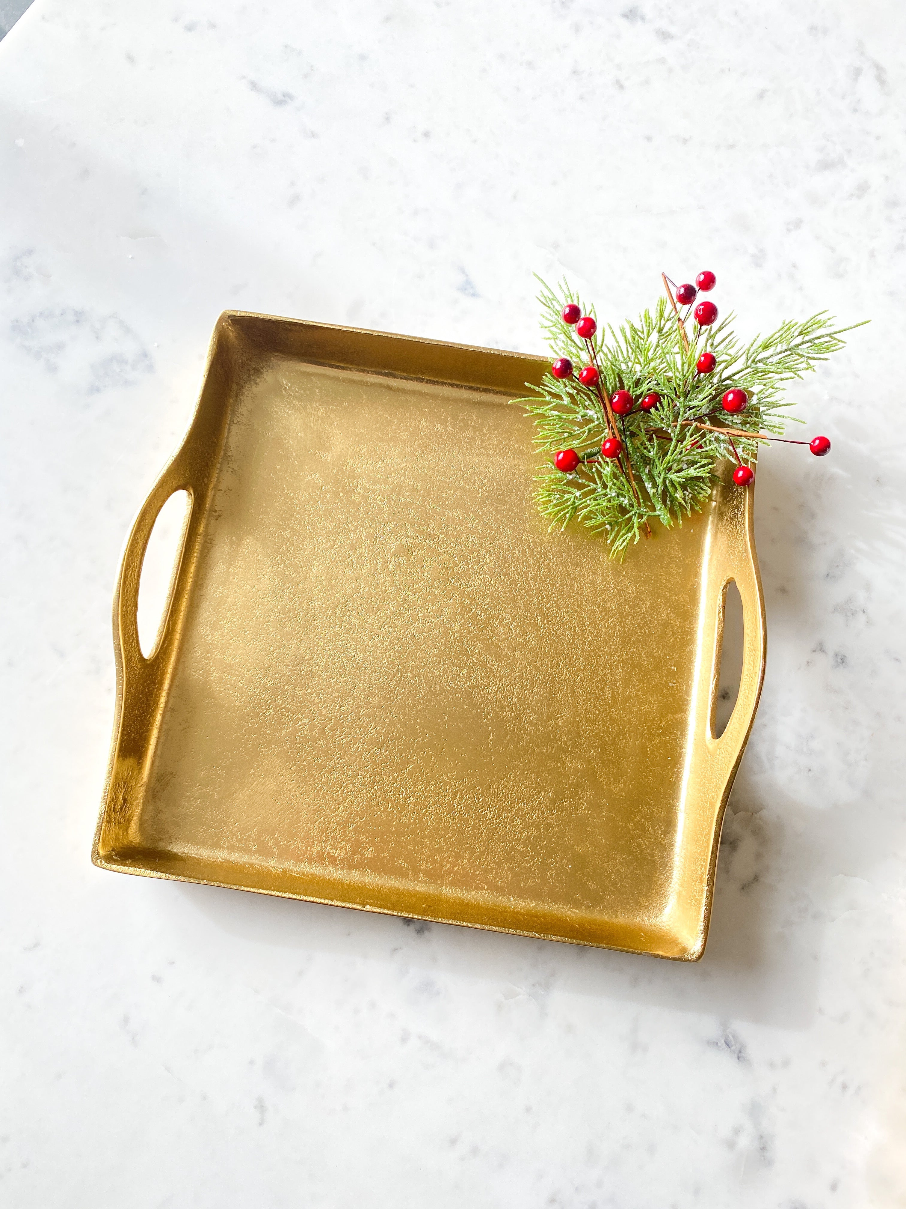 Gold Brass Decorative Tray - HTS HOME DECOR