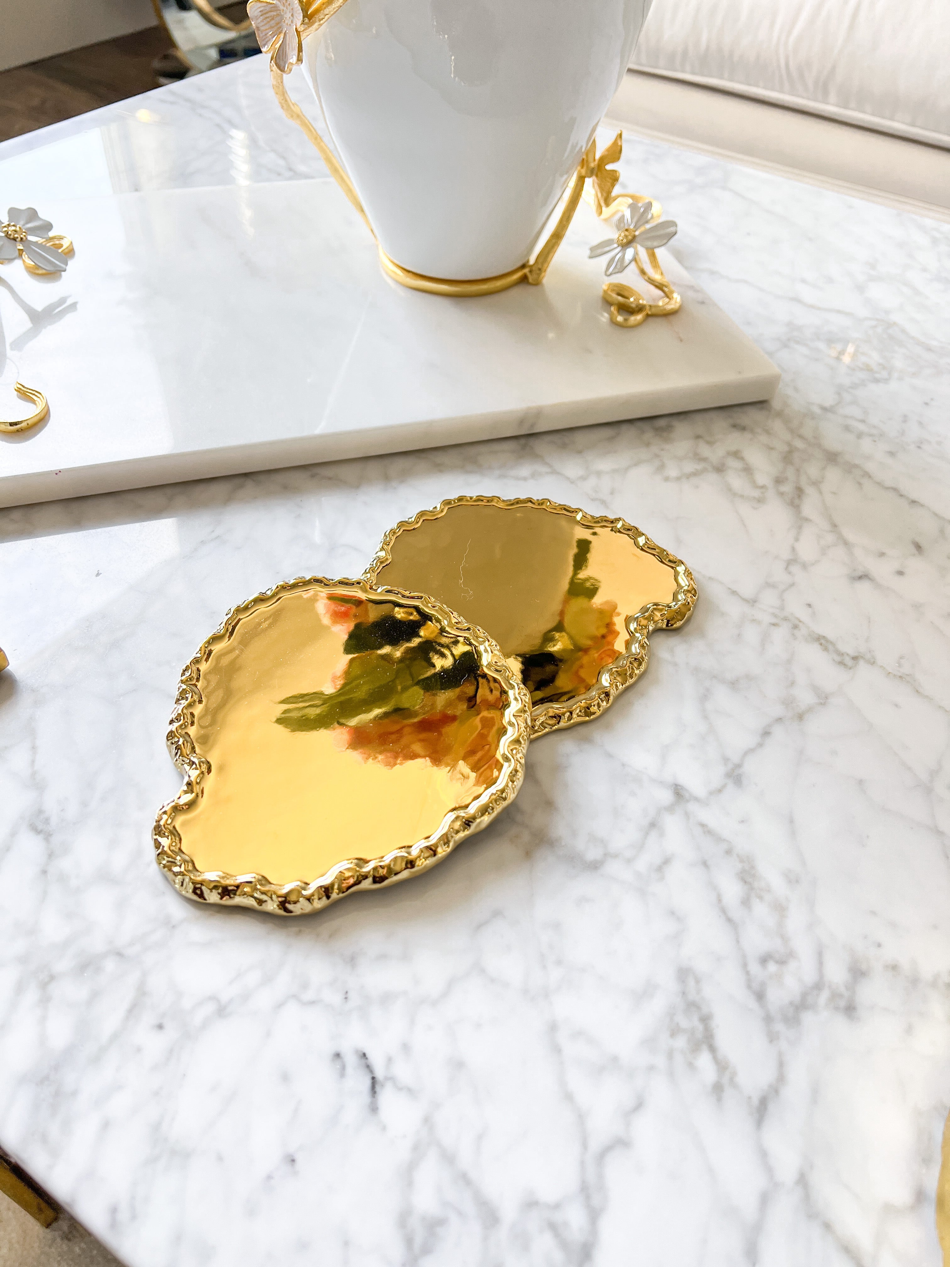Gold Ceramic Coaster - HTS HOME DECOR