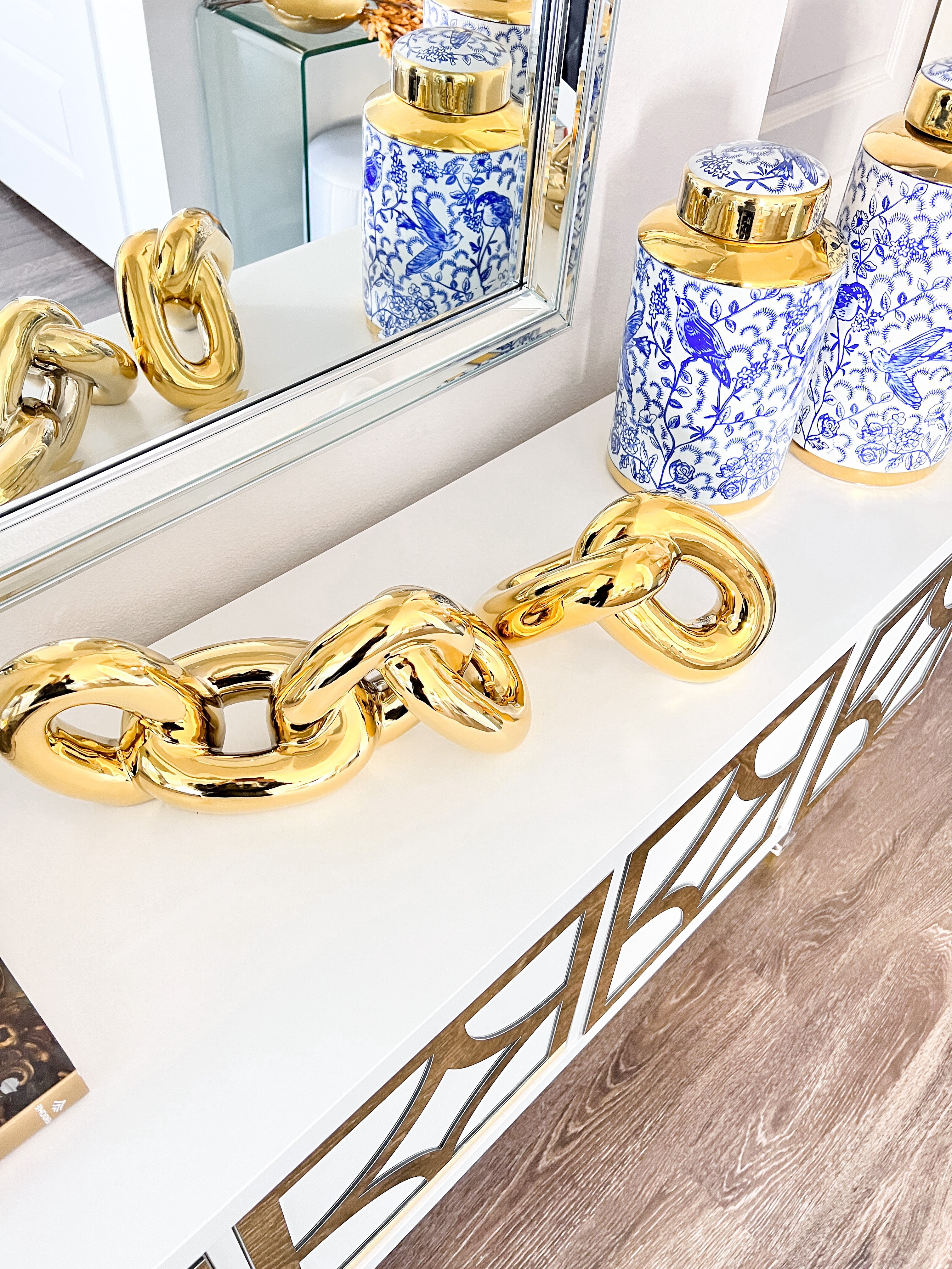 Gold Ceramic Decorative Chain ( Set of 2) - HTS HOME DECOR