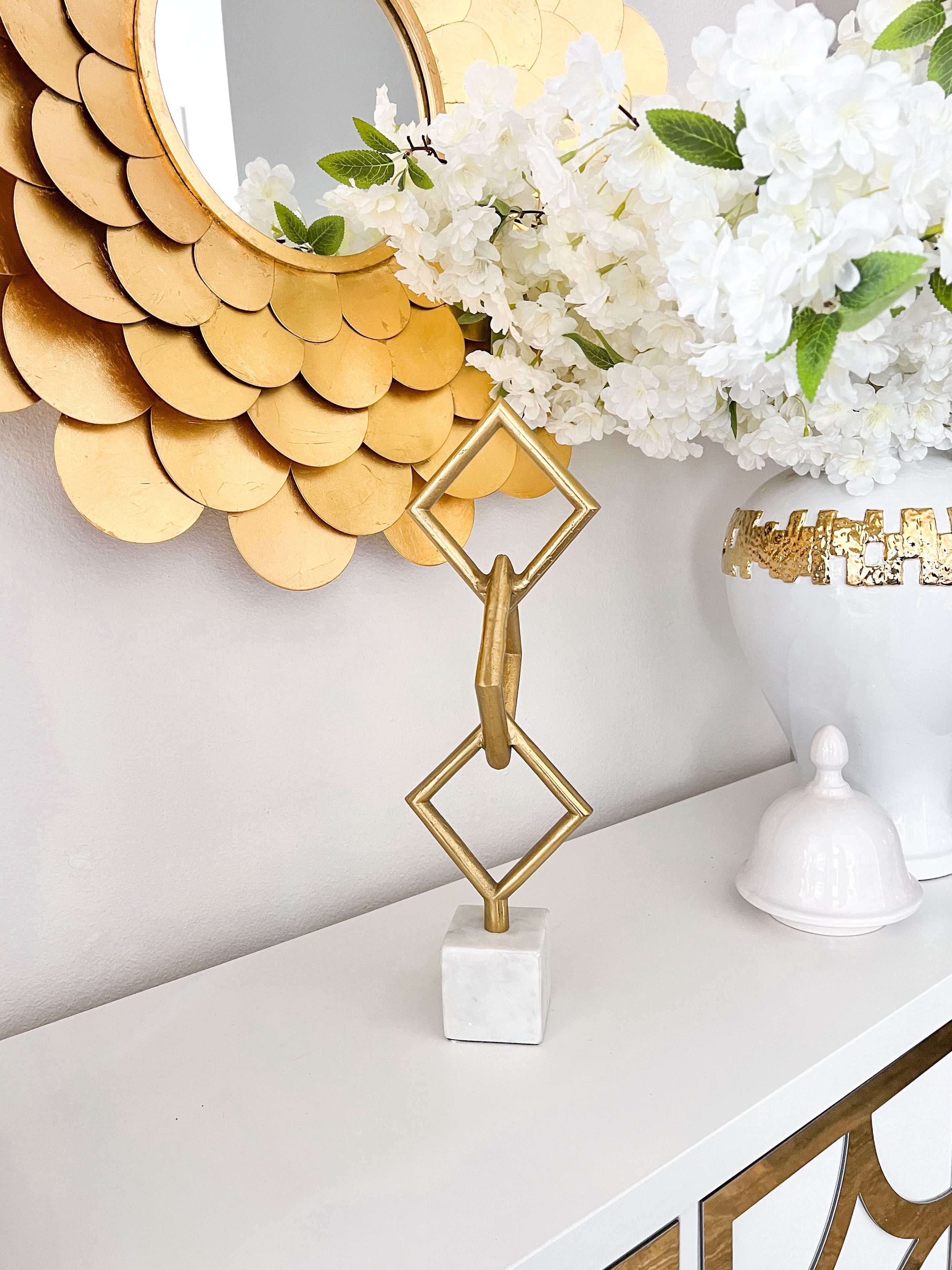 Gold Chain Sculpture with Marble Stand - HTS HOME DECOR