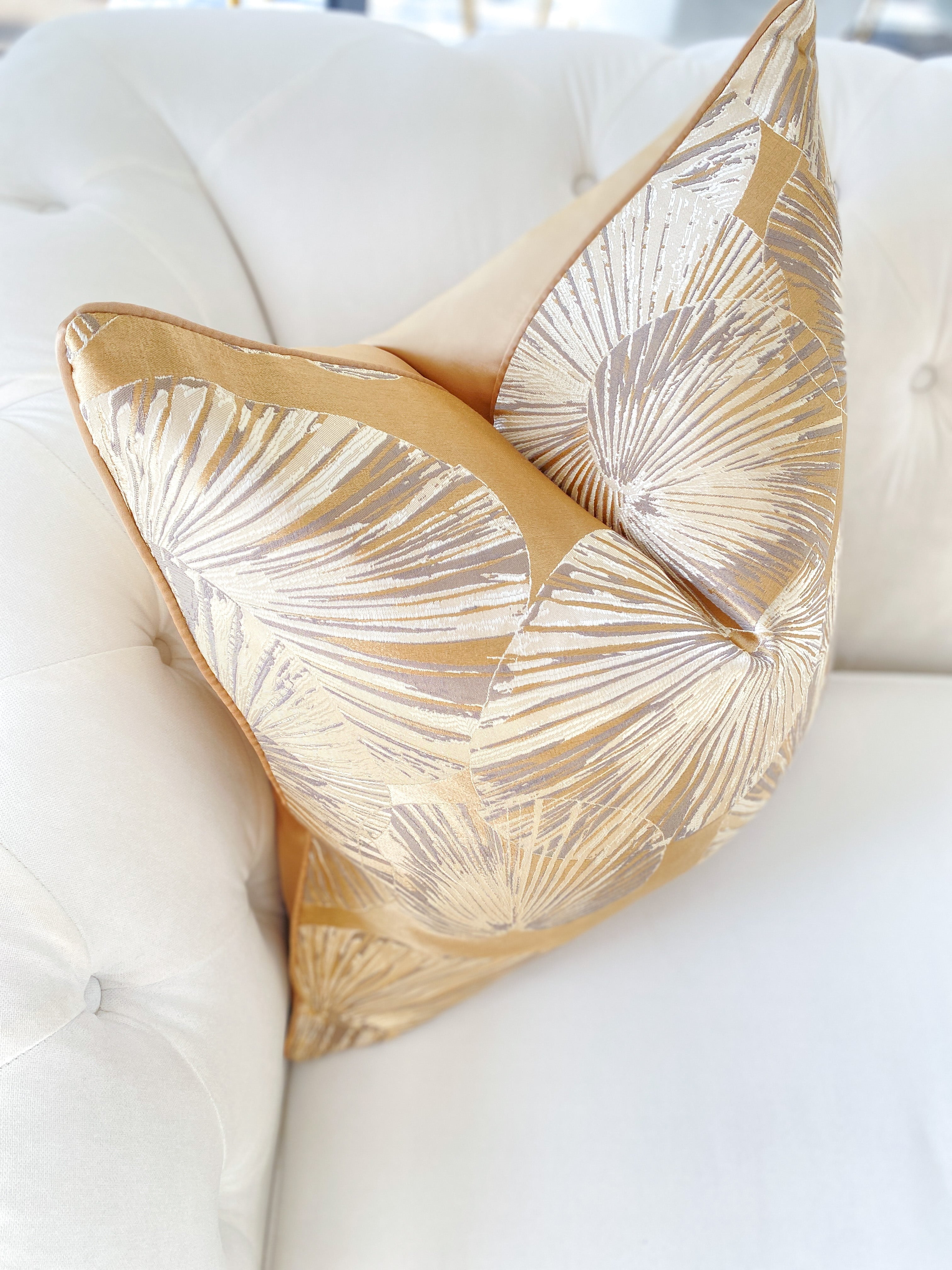 Gold & Champagne Pattern Pillow Cover - HTS HOME DECOR