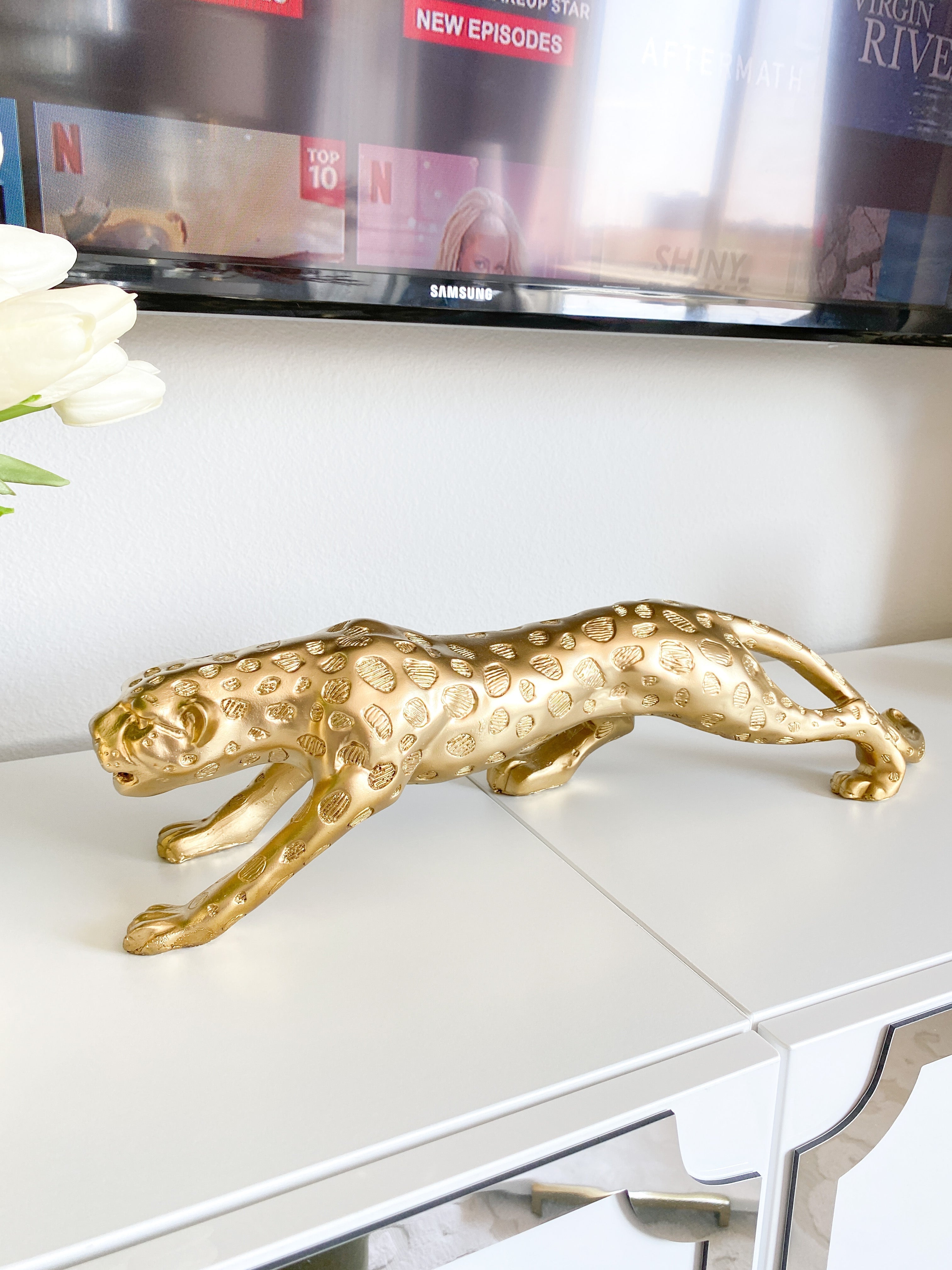 Gold Cheetah Sculpture