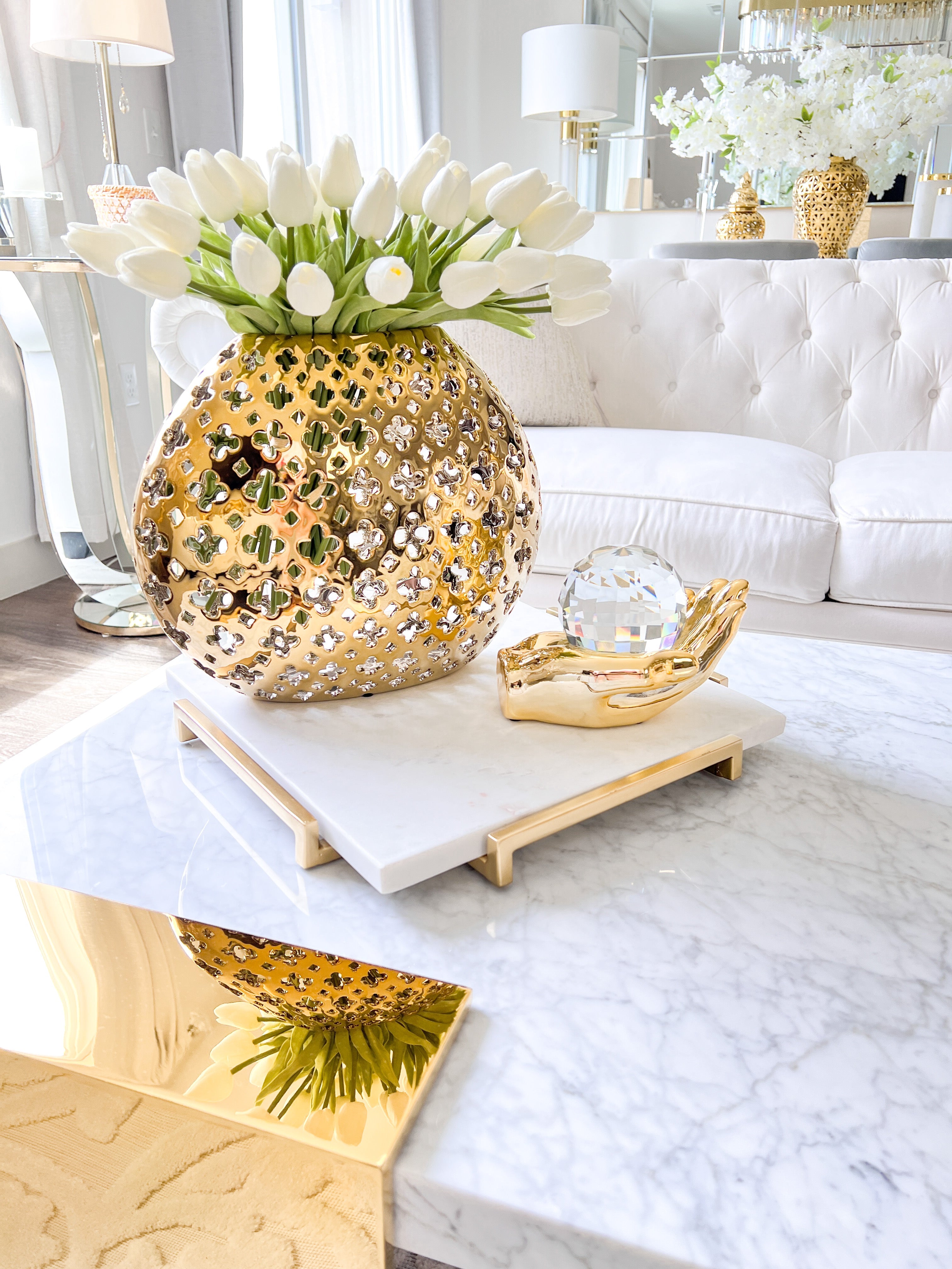 Gold Clover Pierced Vase - HTS HOME DECOR