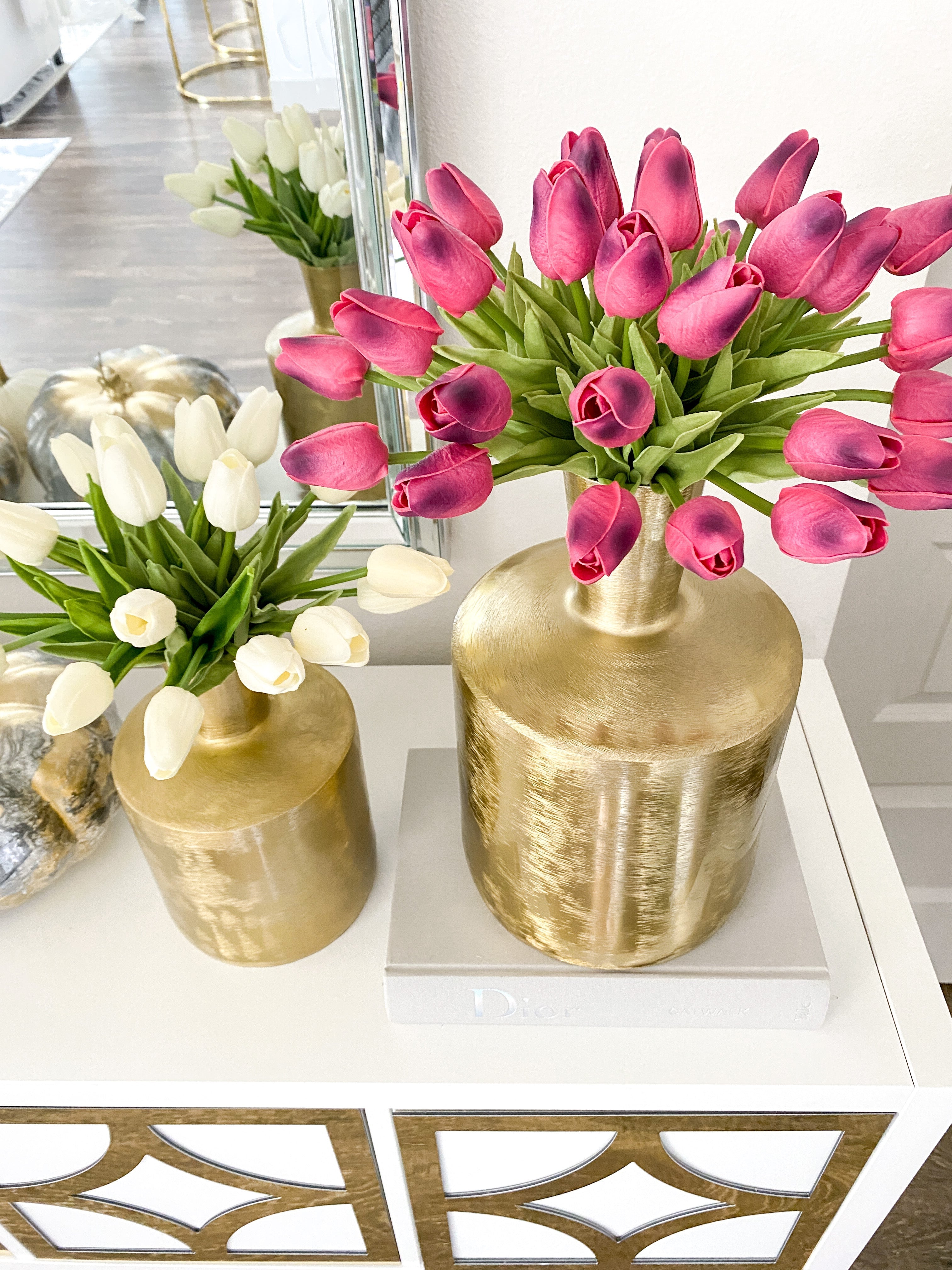Gold Etched Metal Vase (Two size) - HTS HOME DECOR