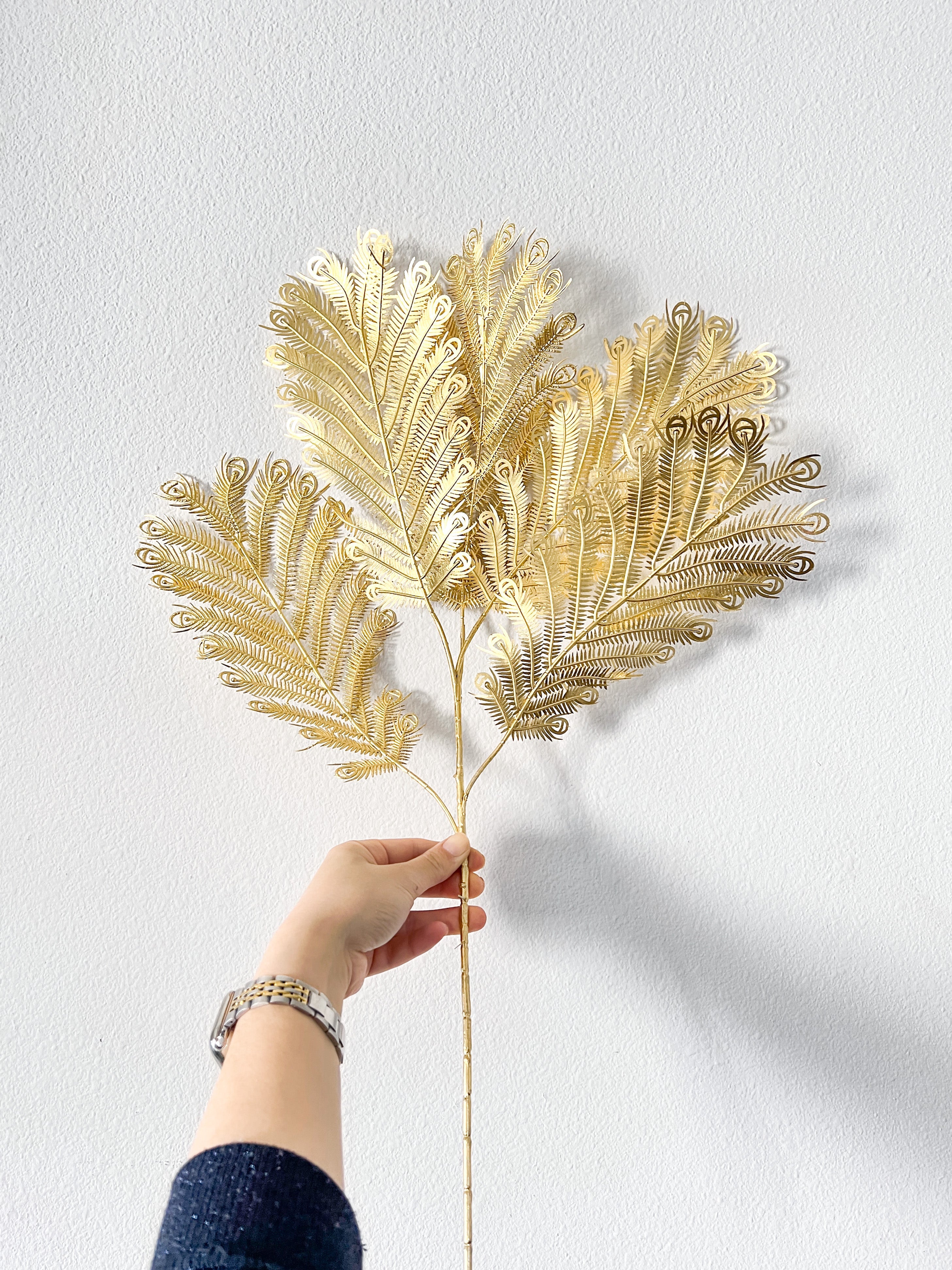 Gold Feather Stems (Pack of 3 Stems) - HTS HOME DECOR