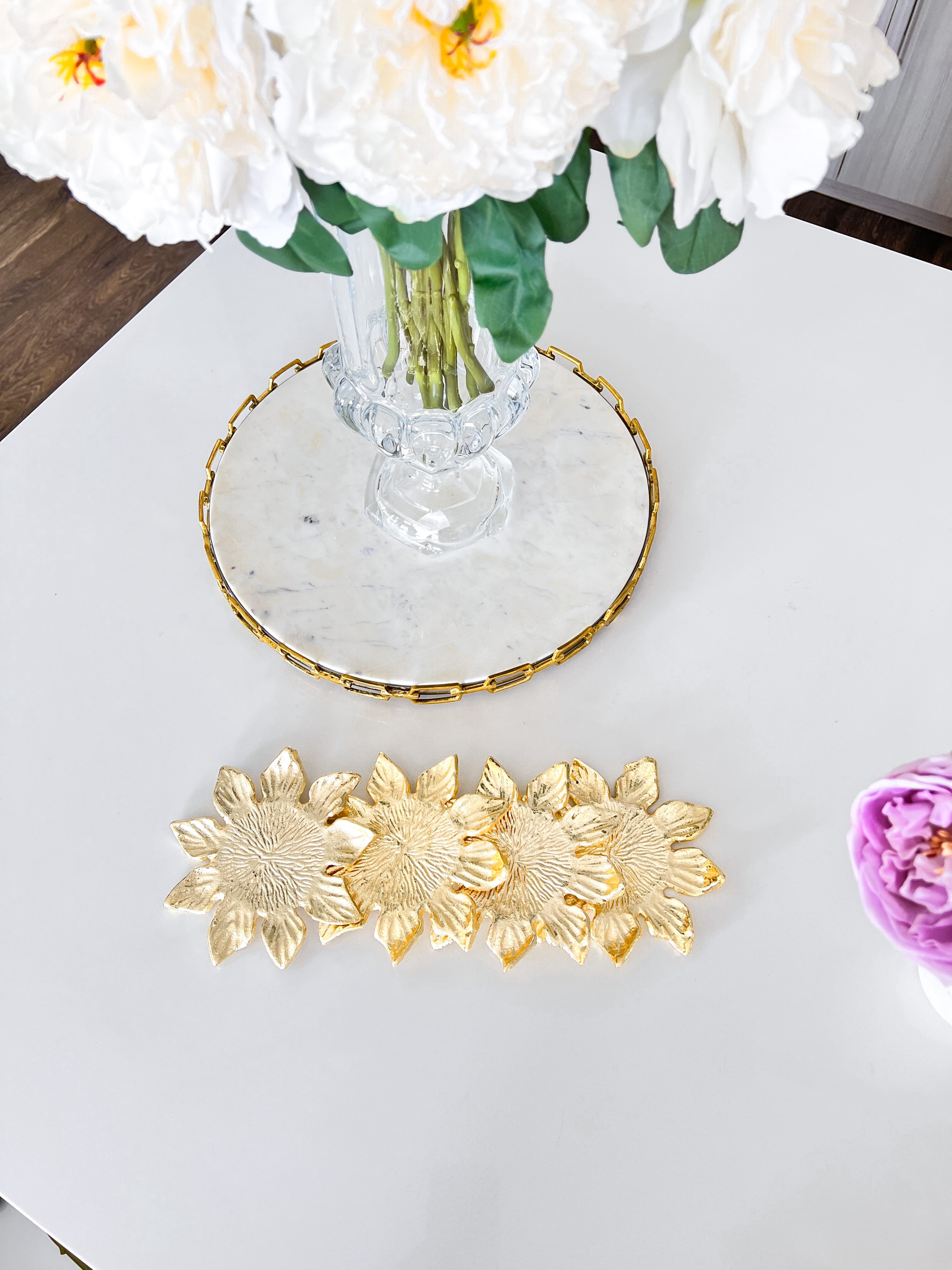 Gold Flower Shape Coasters (Set of 4) - HTS HOME DECOR
