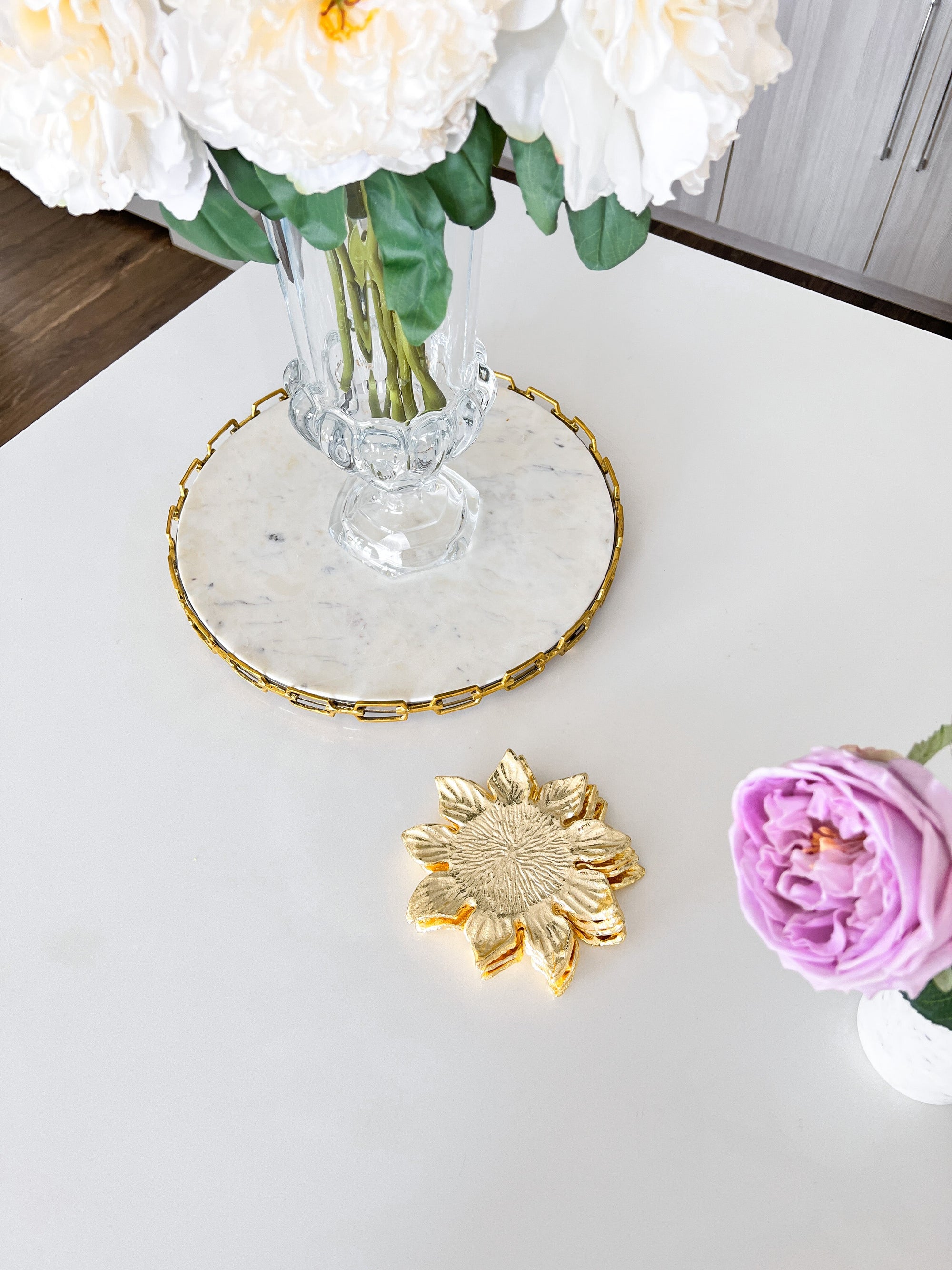 Gold Flower Shape Coasters (Set of 4) | HTS HOME DECOR