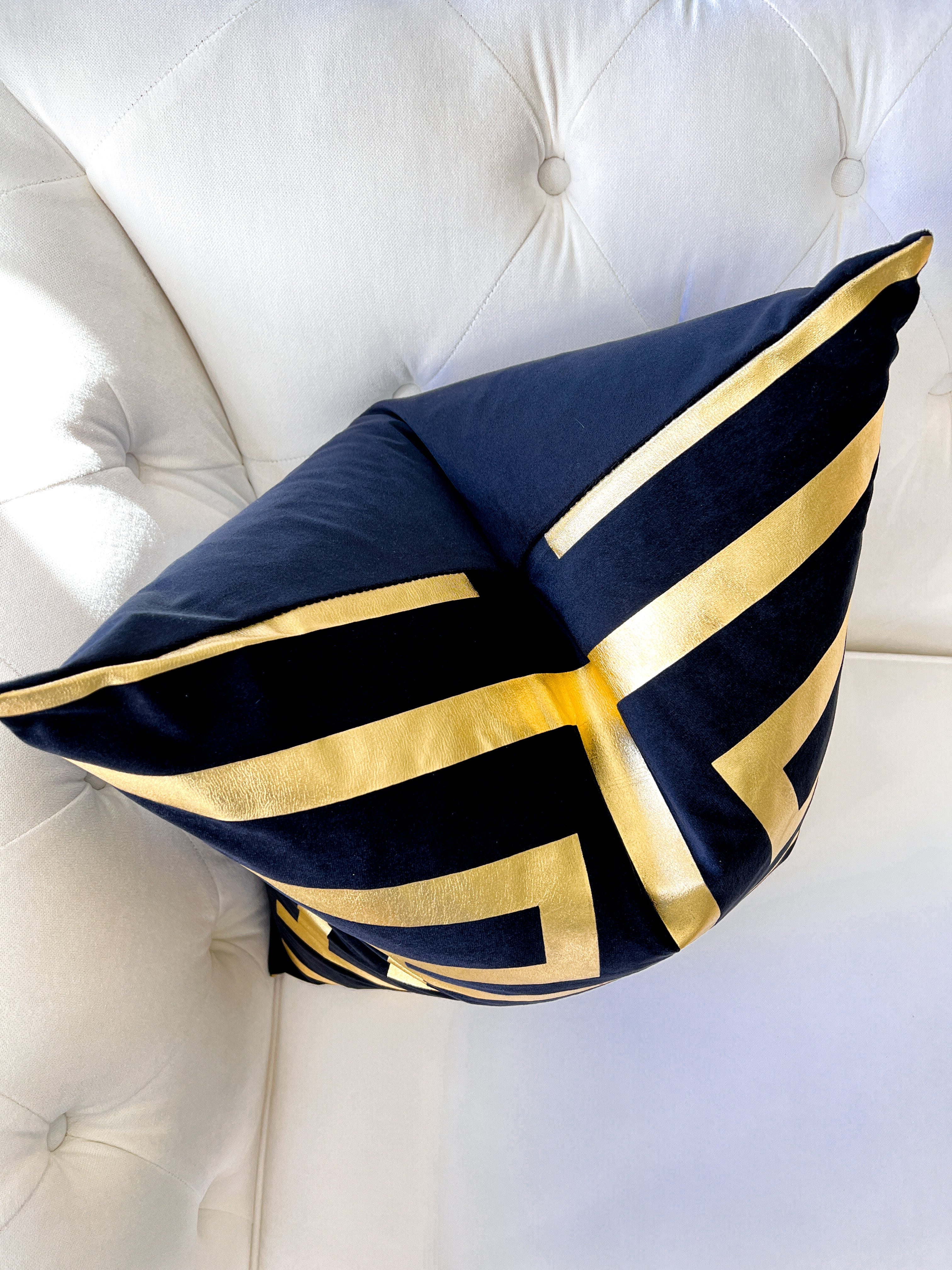 Gold Foil Greek Letter Pattern Pillow Cover - HTS HOME DECOR
