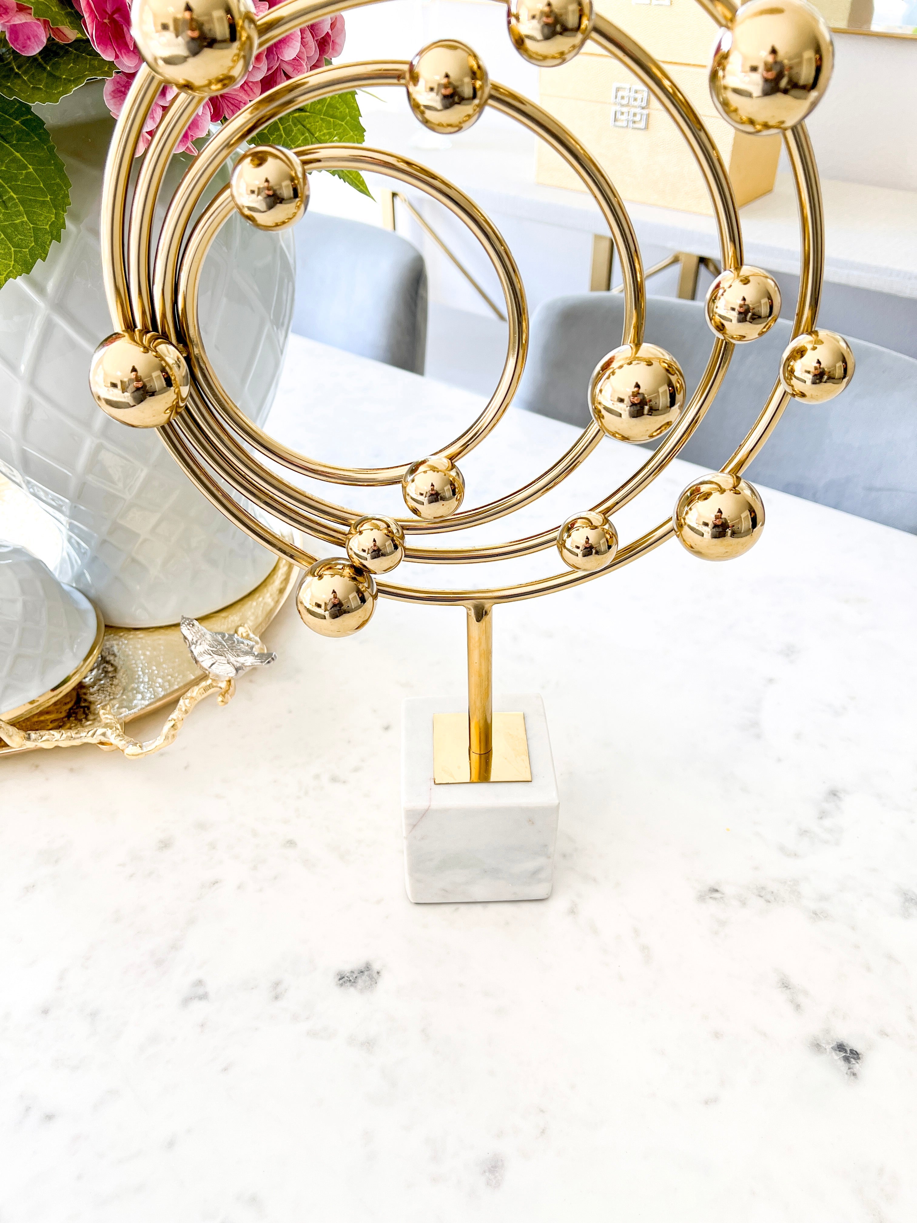 Gold Galaxy Sculpture with Marble Base - HTS HOME DECOR