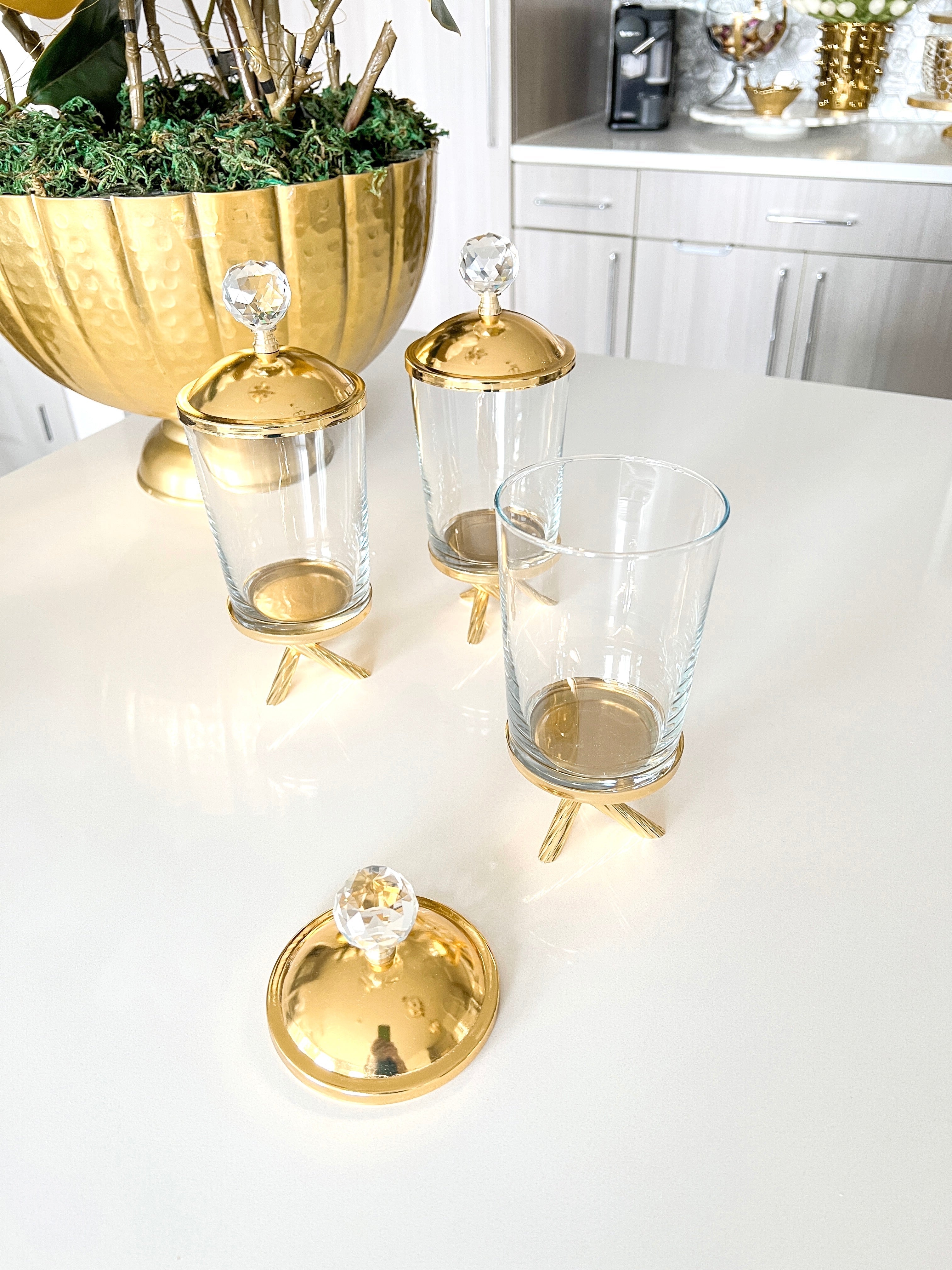 Gold Glass Canister (Set of 3) - HTS HOME DECOR