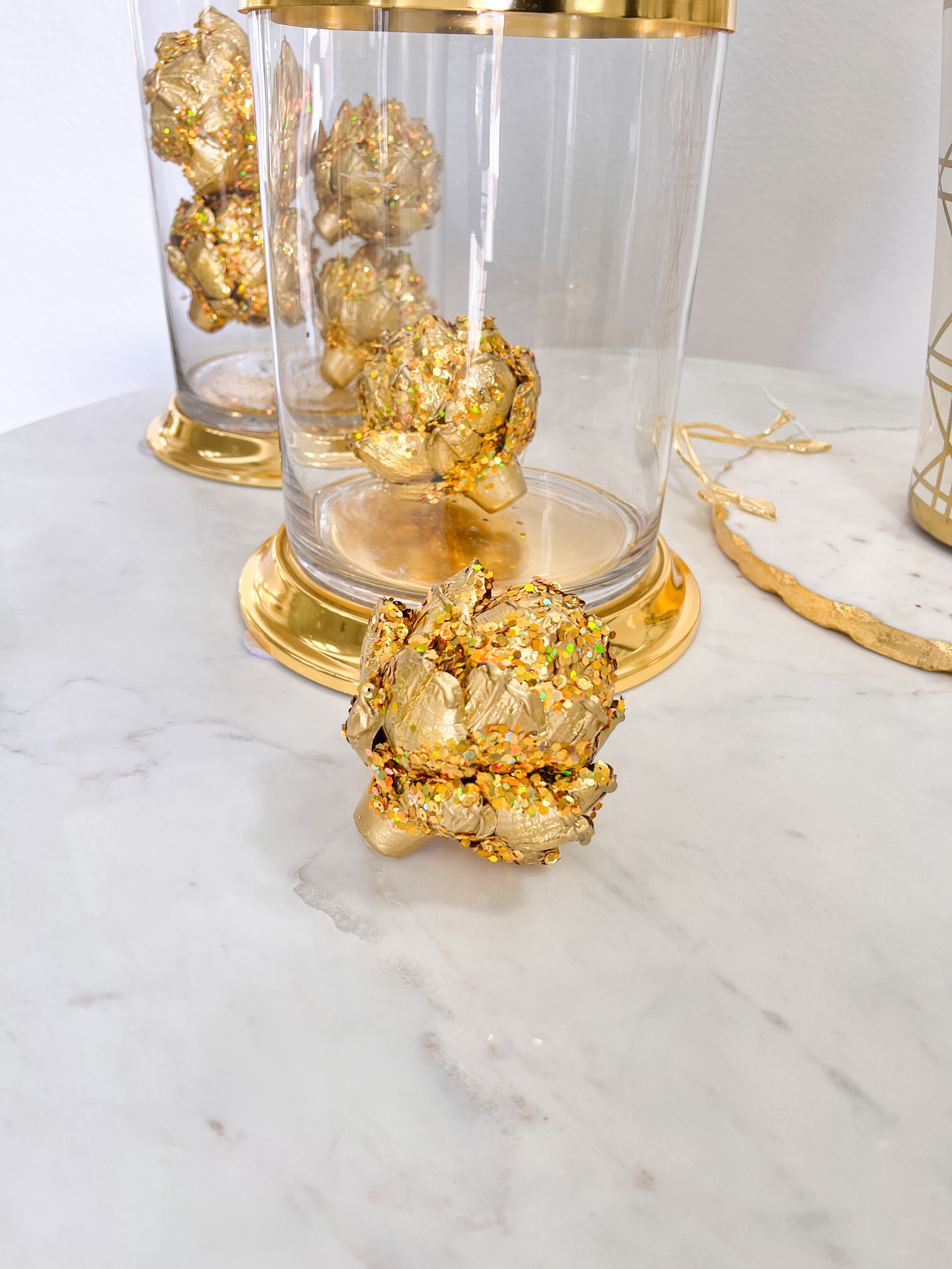 Gold Glittered Artichoke Vase/ Bowl Filler - HTS HOME DECOR
