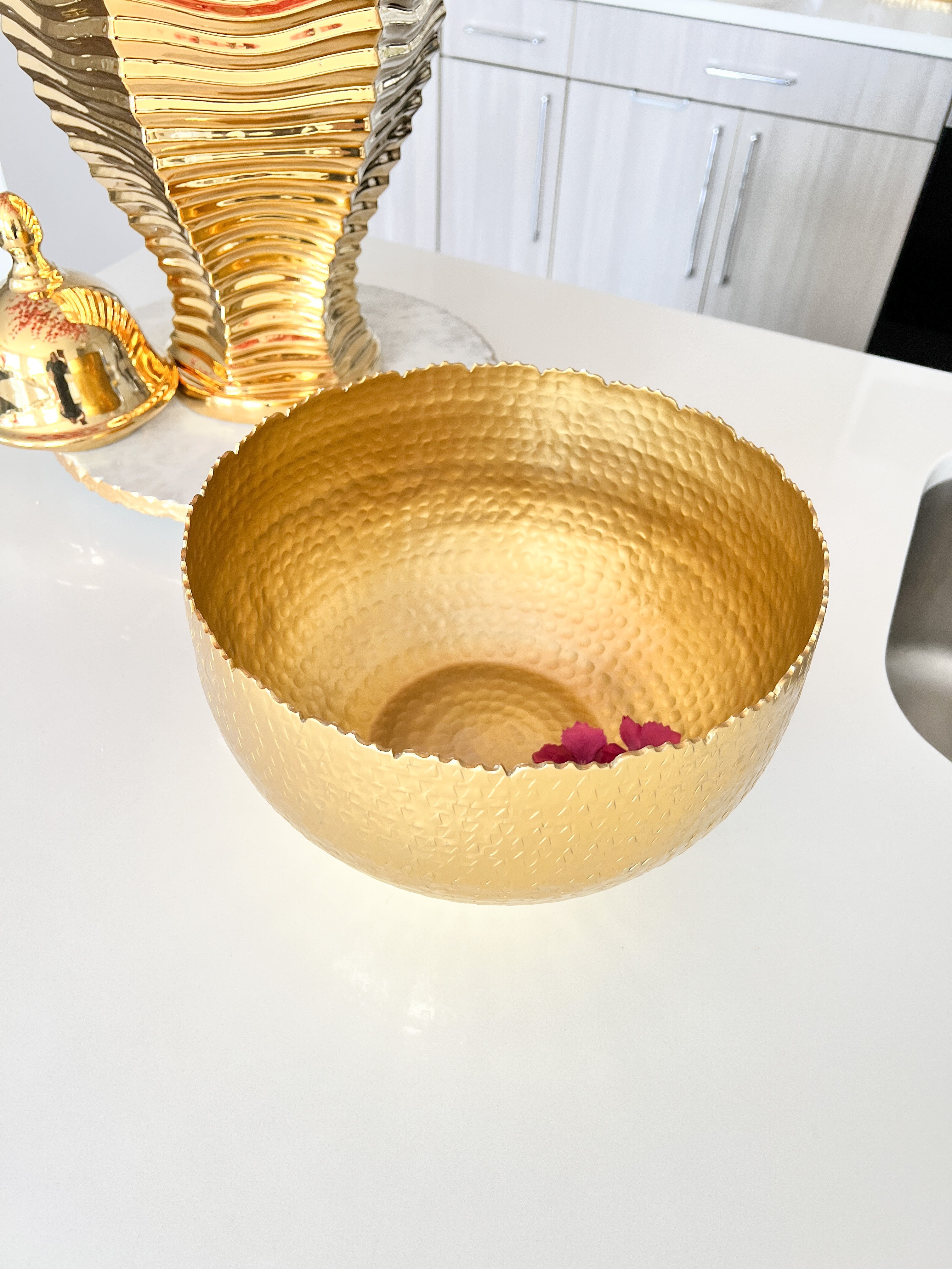 Gold Hammered Decorative Bowl - HTS HOME DECOR