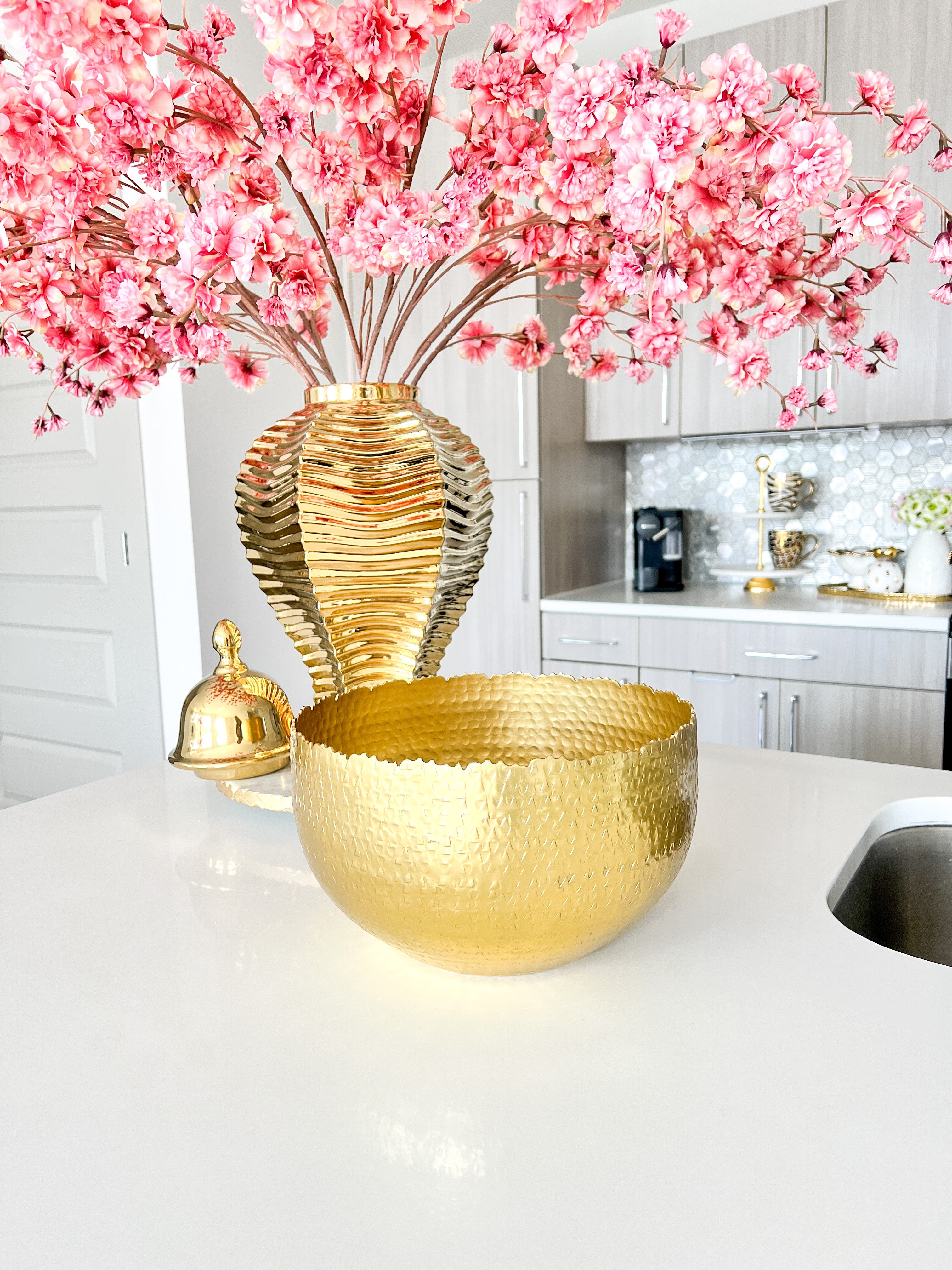 Gold Hammered Decorative Bowl - HTS HOME DECOR