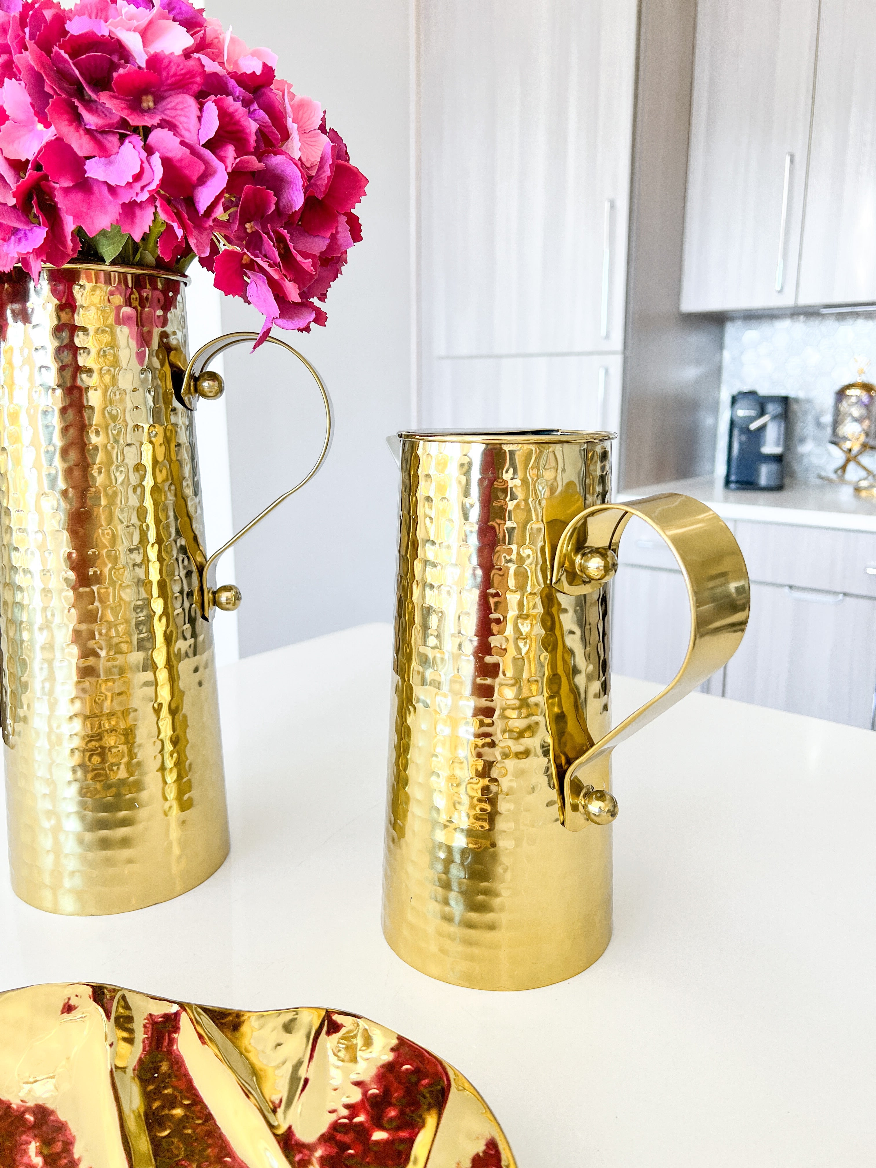 Gold Hammered Decorative Pitcher (Two sizes) - HTS HOME DECOR