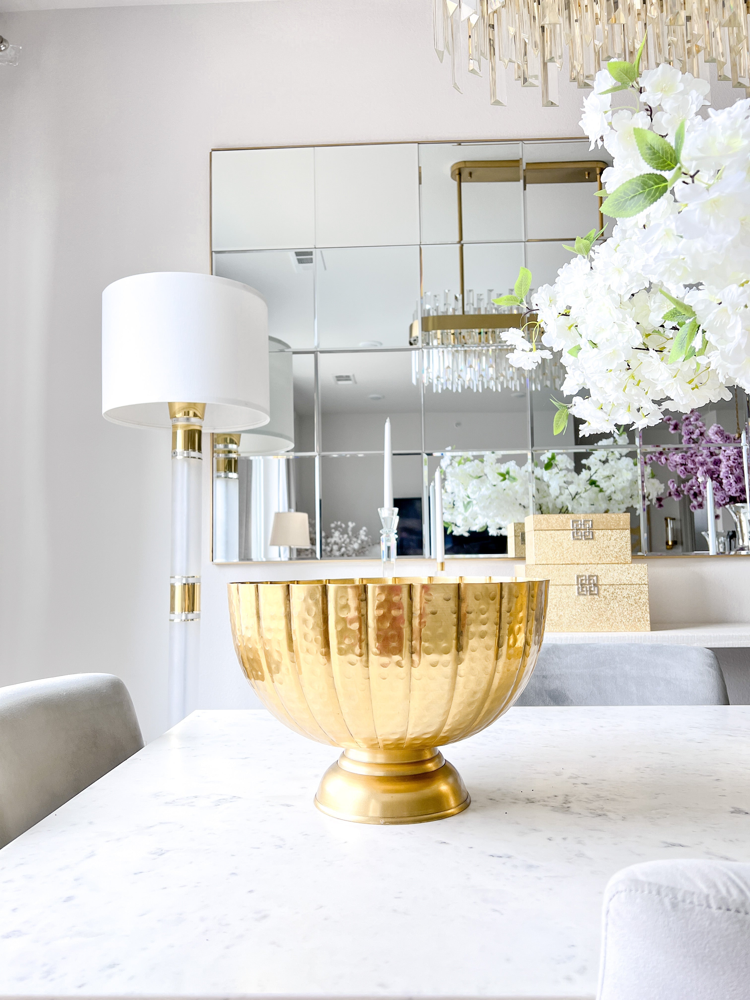 Gold Hammered Punch Bowl - HTS HOME DECOR