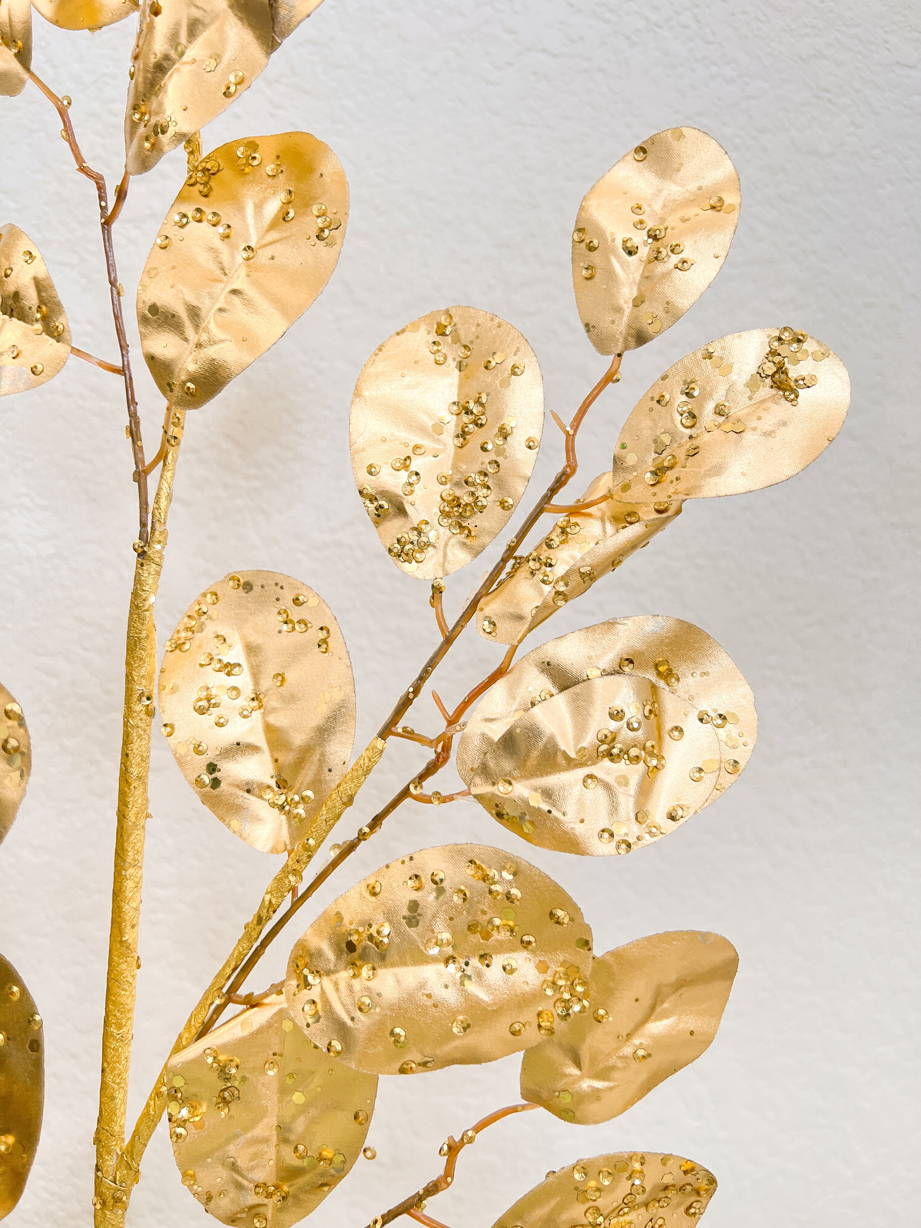 Gold Jeweled Eucalyptus Stems (Pack of 3 Stems) - HTS HOME DECOR