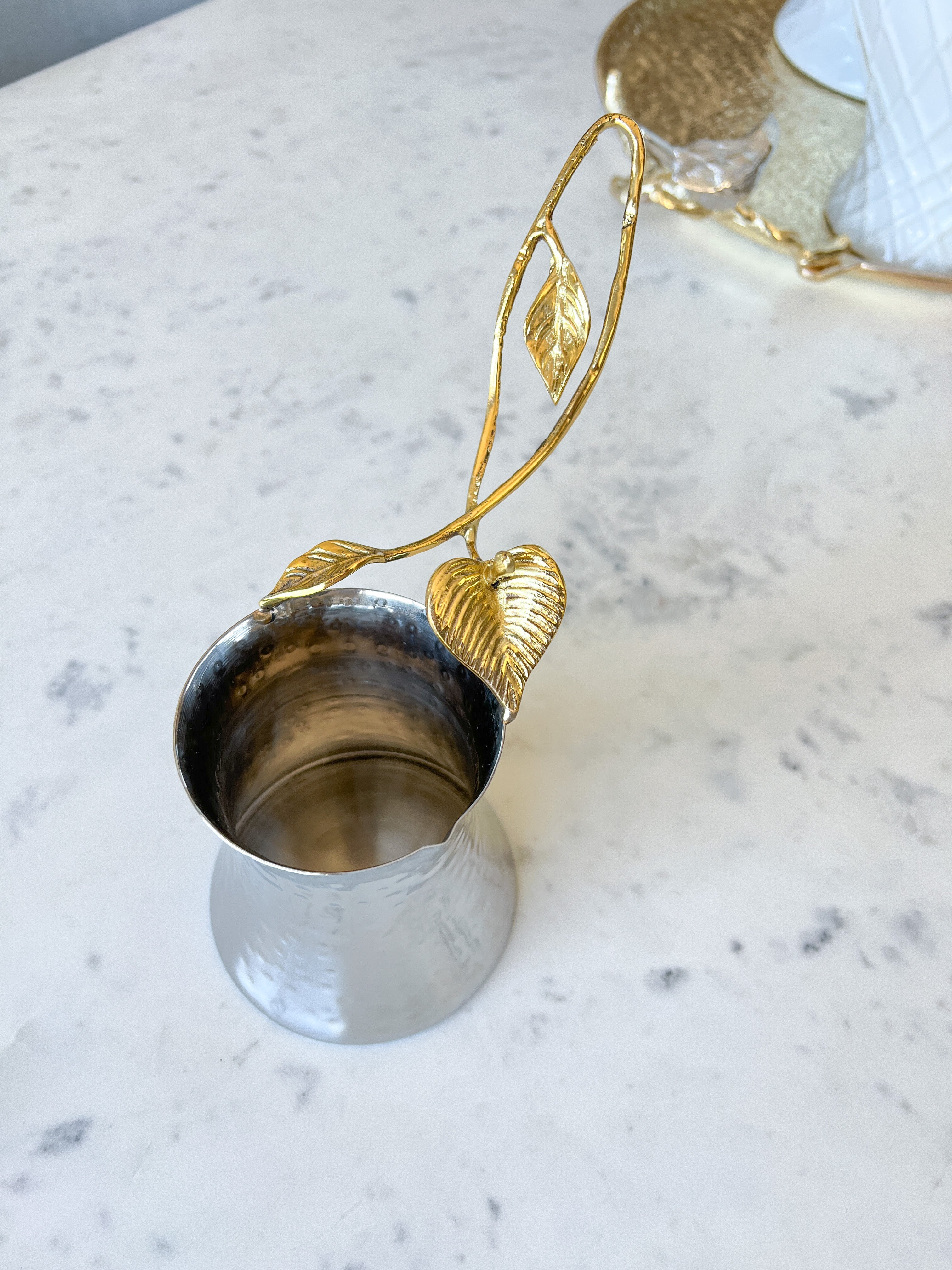 Gold Leaf Hammered Coffee Pot - HTS HOME DECOR