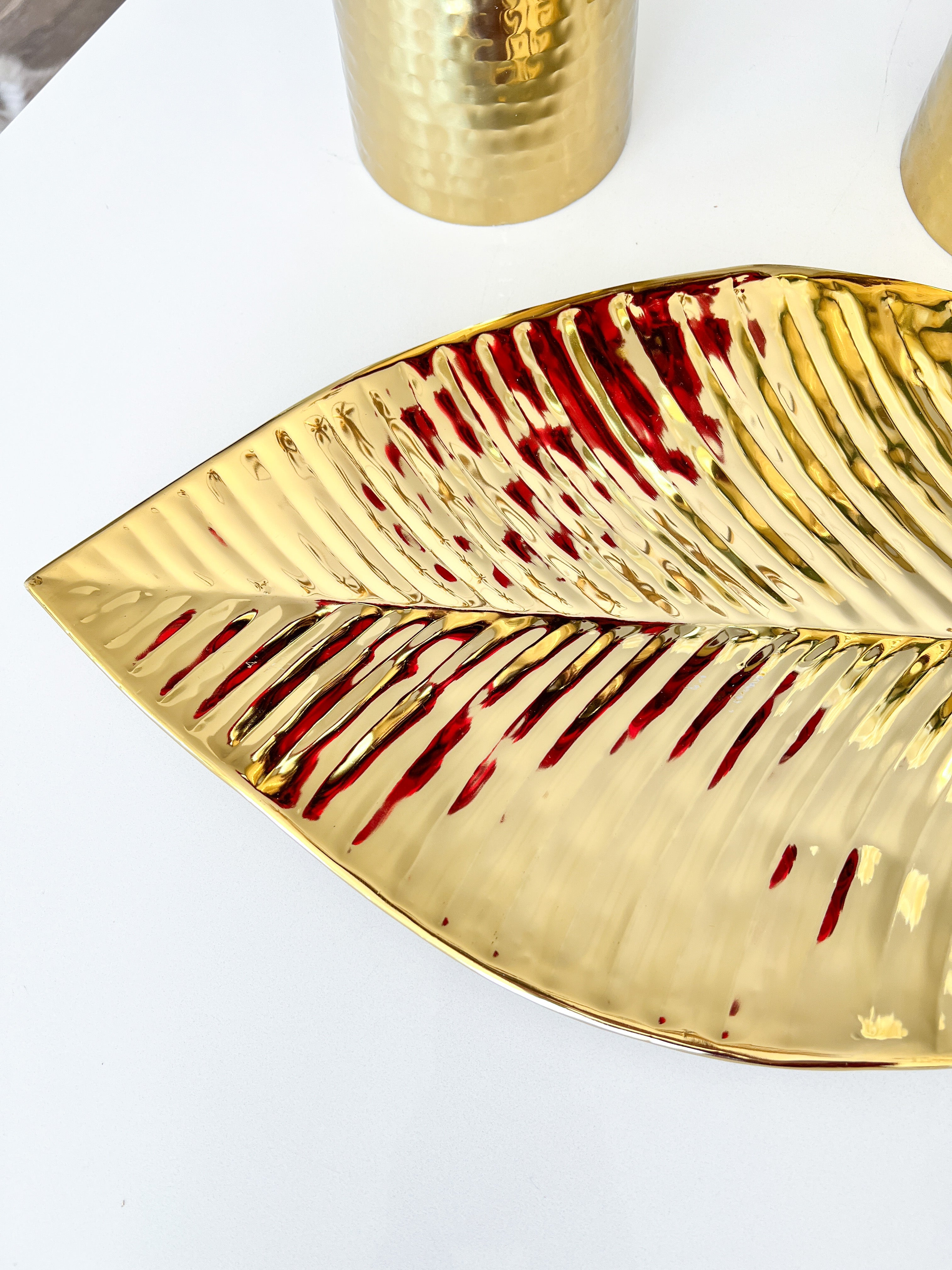 Gold Leaf Tray/ Plate - HTS HOME DECOR