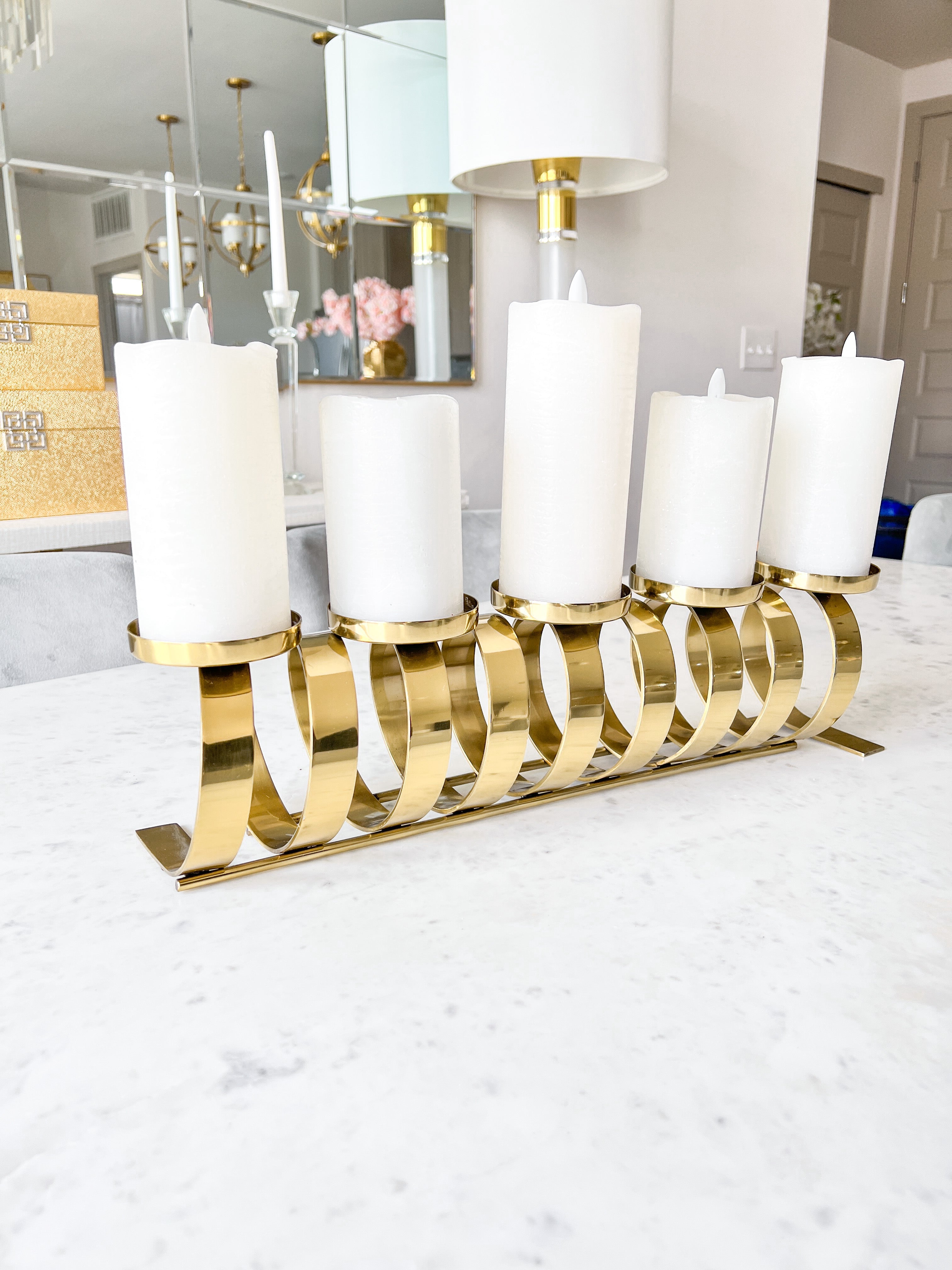 Gold Loop Pillar Candle Holder (Two Sizes) - HTS HOME DECOR
