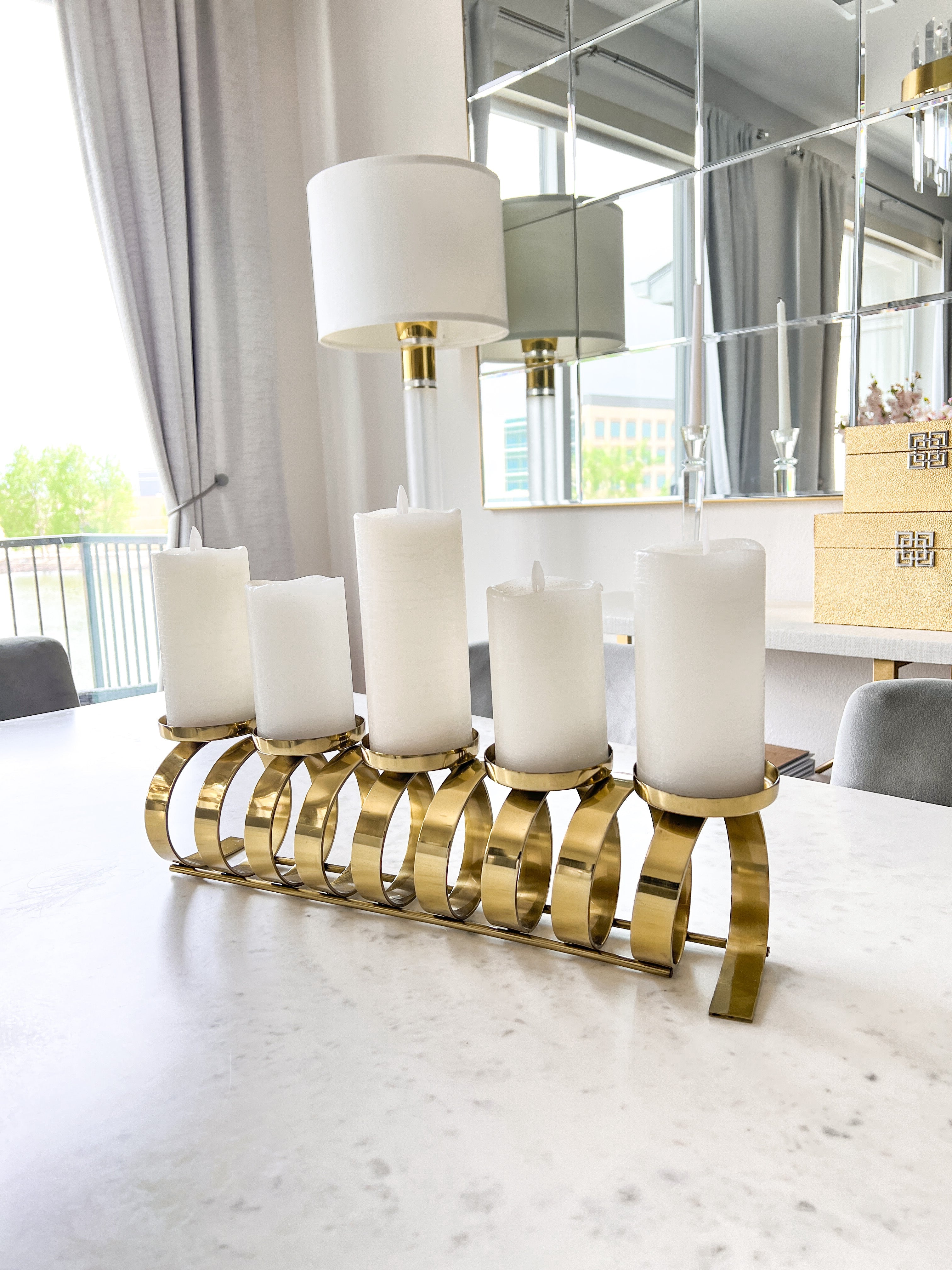Gold Loop Pillar Candle Holder (Two Sizes) - HTS HOME DECOR