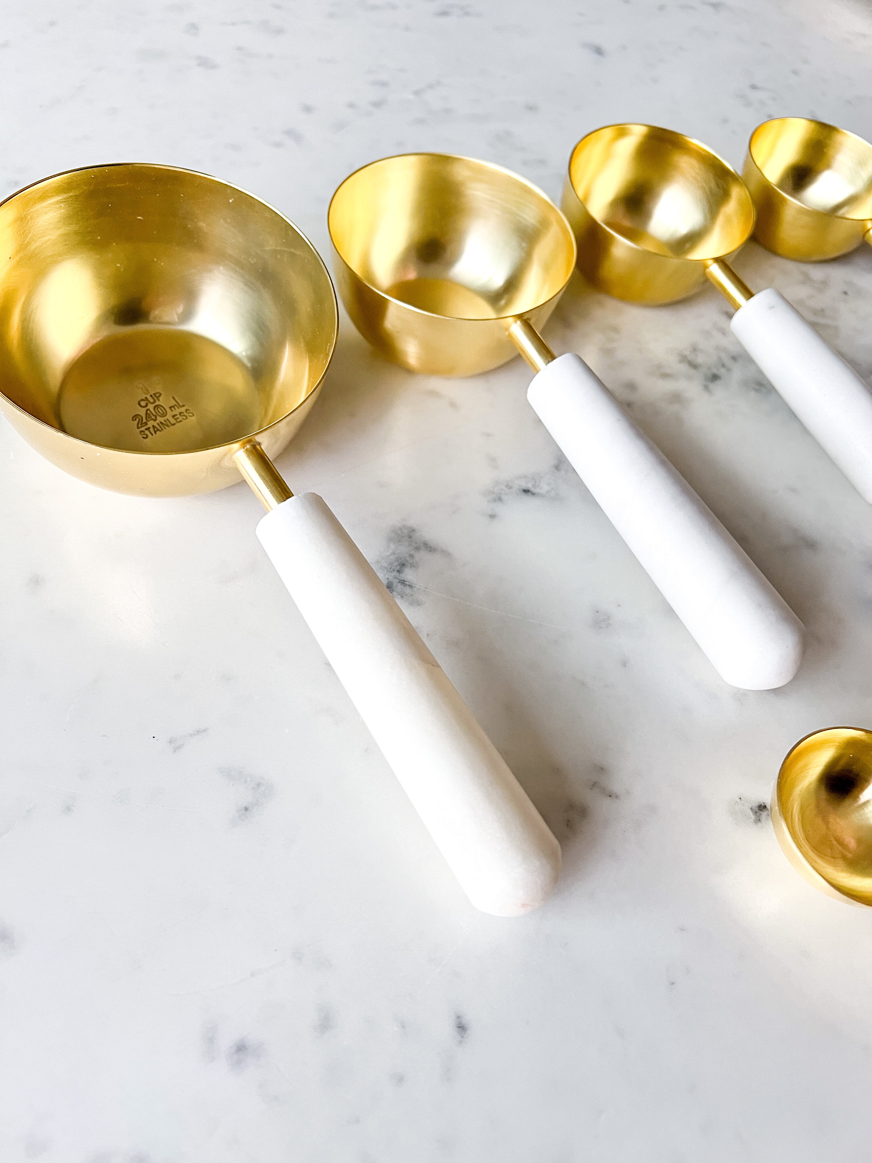Gold White Marble Measuring Spoons Set of 4 - Browns Kitchen