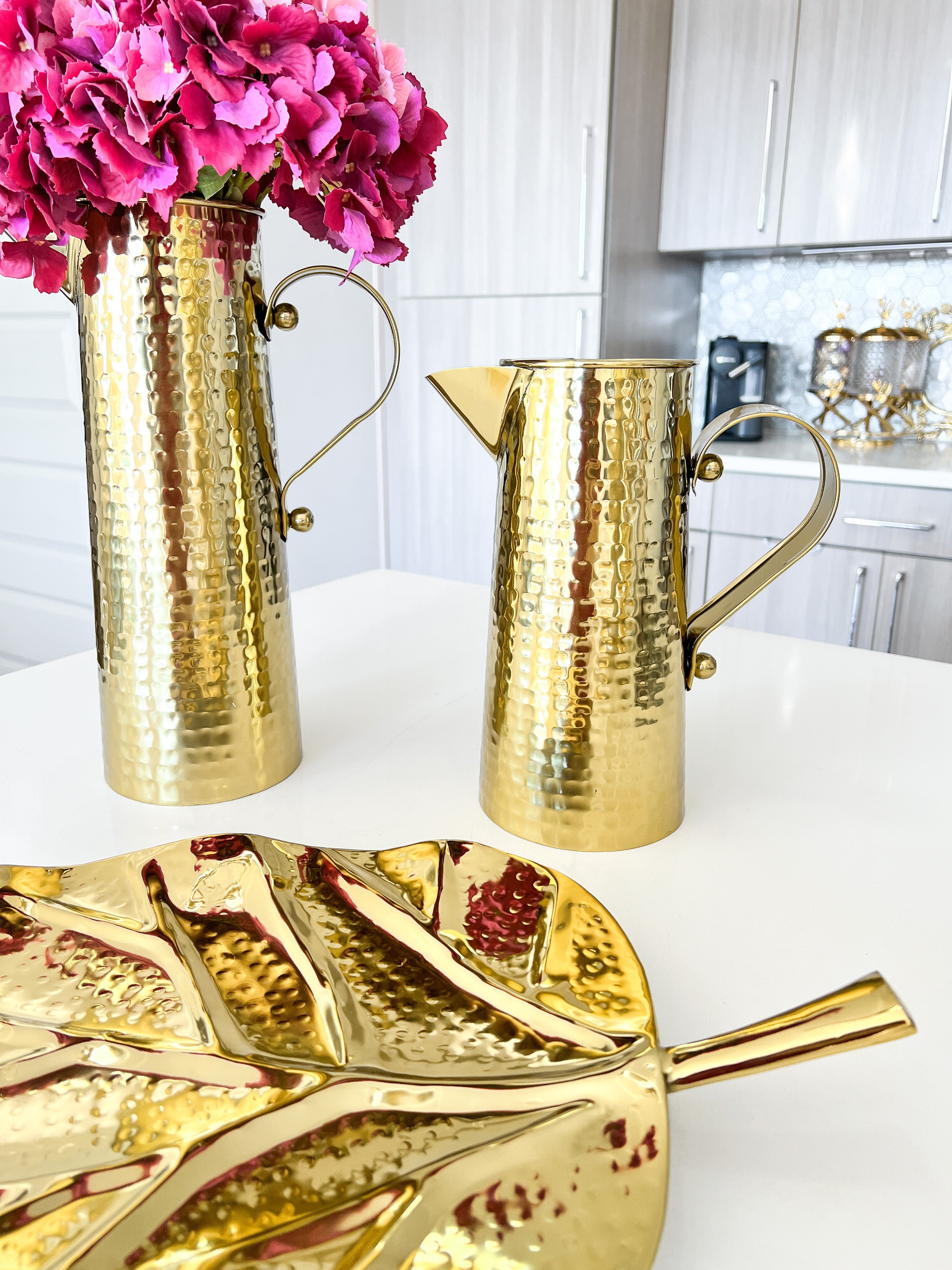 Gold Metal Leaf Tray - HTS HOME DECOR