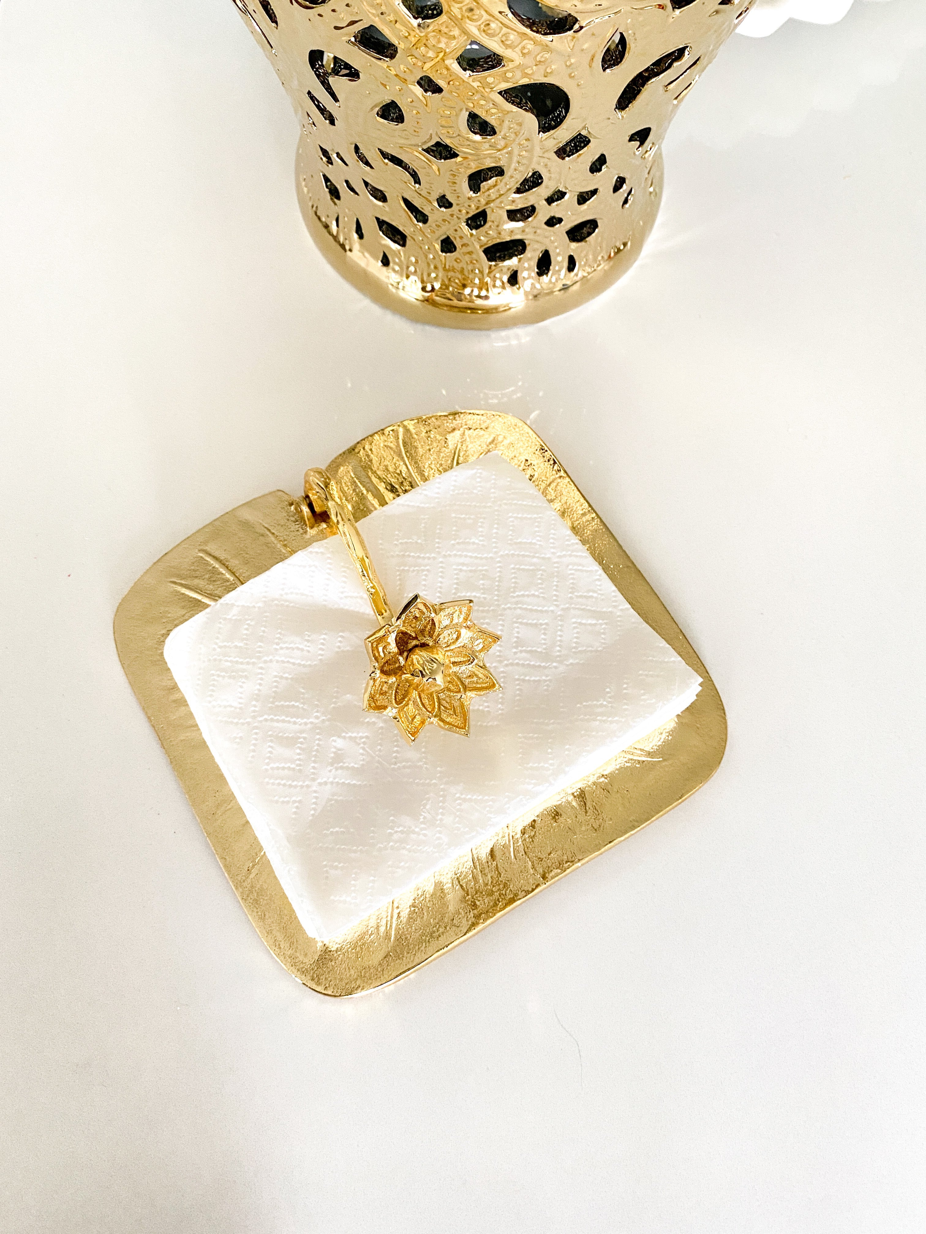 Gold Metal Napkin Holder - HTS HOME DECOR