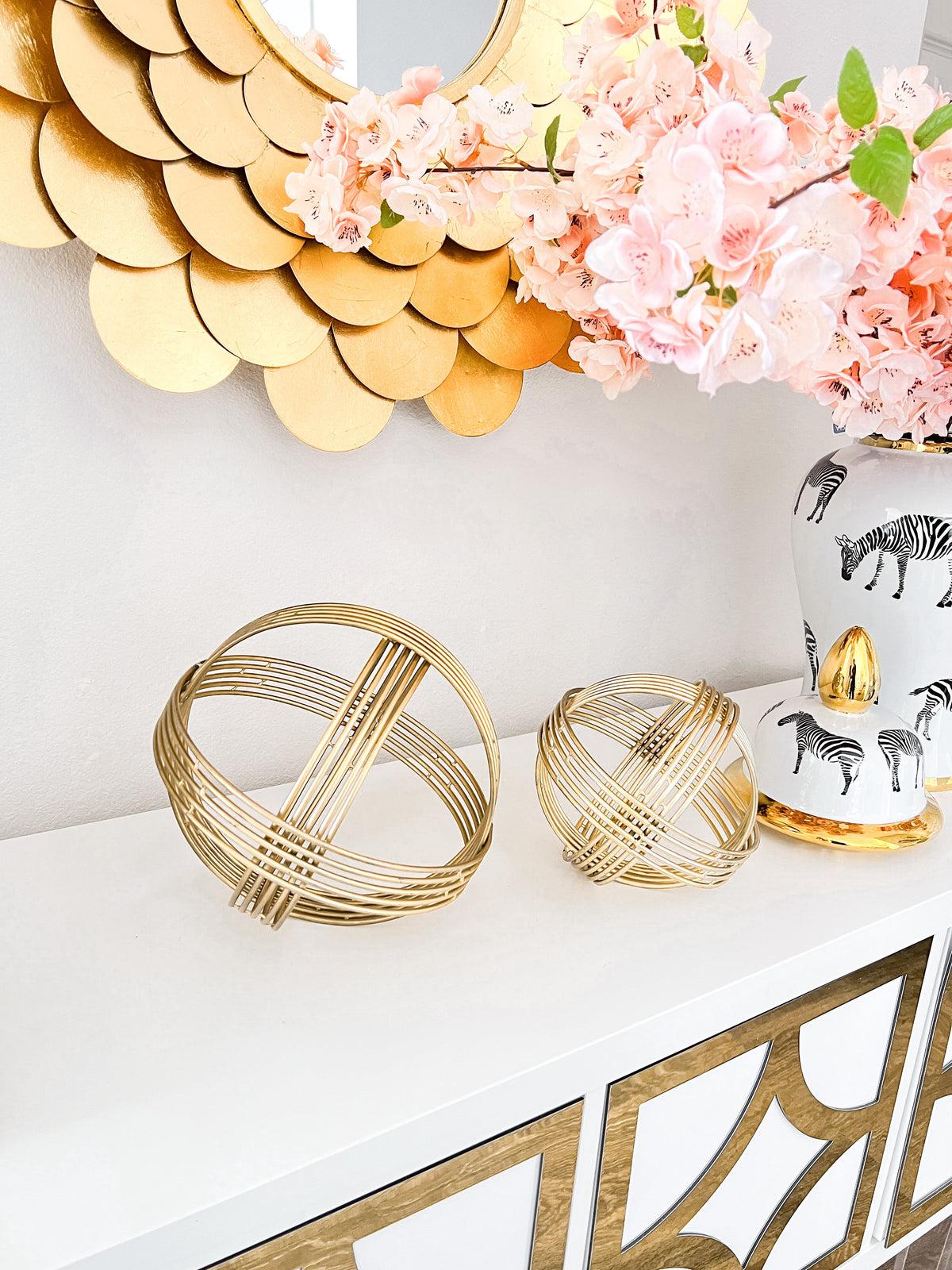 Gold Metal Wired Decorative Orbs HTS HOME DECOR
