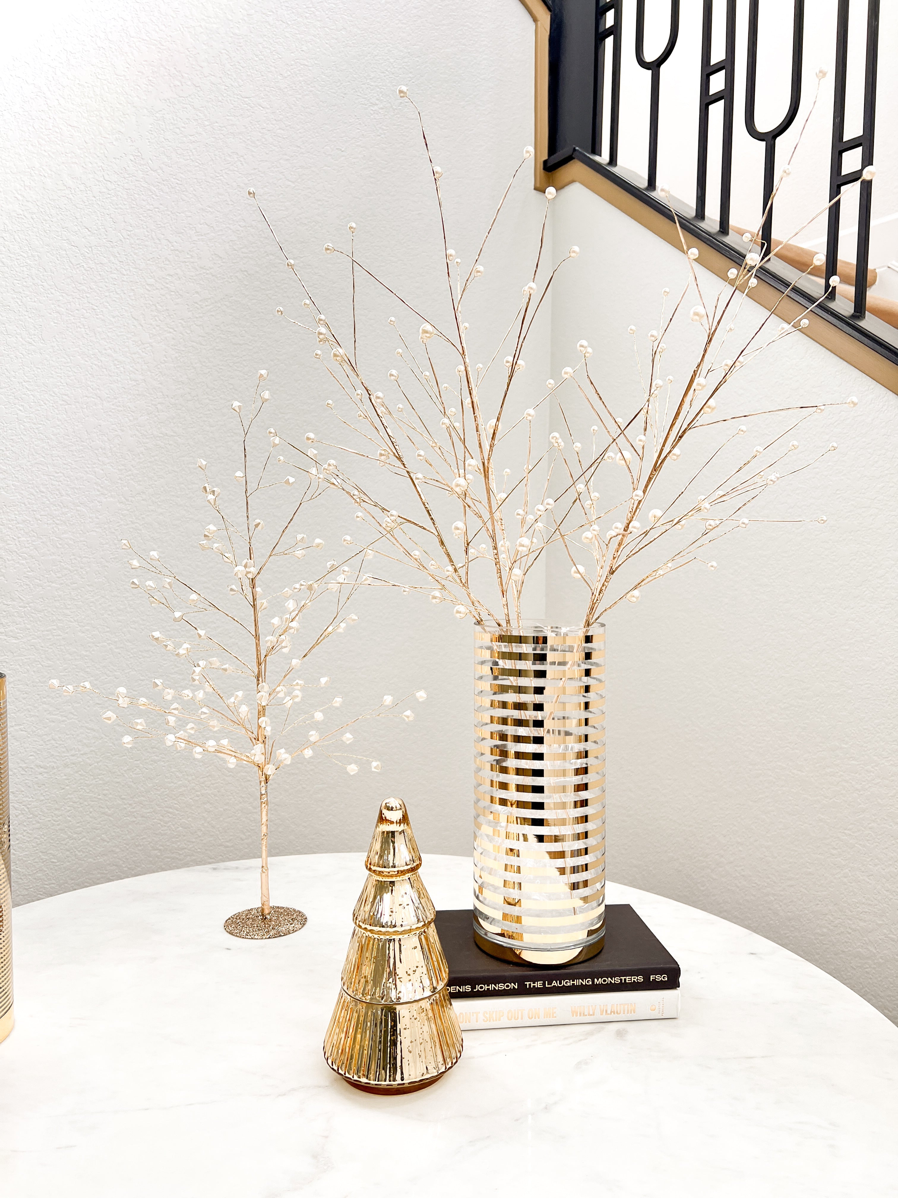 Gold Pearl Jeweled Stem (Pack of 3 Stems) - HTS HOME DECOR