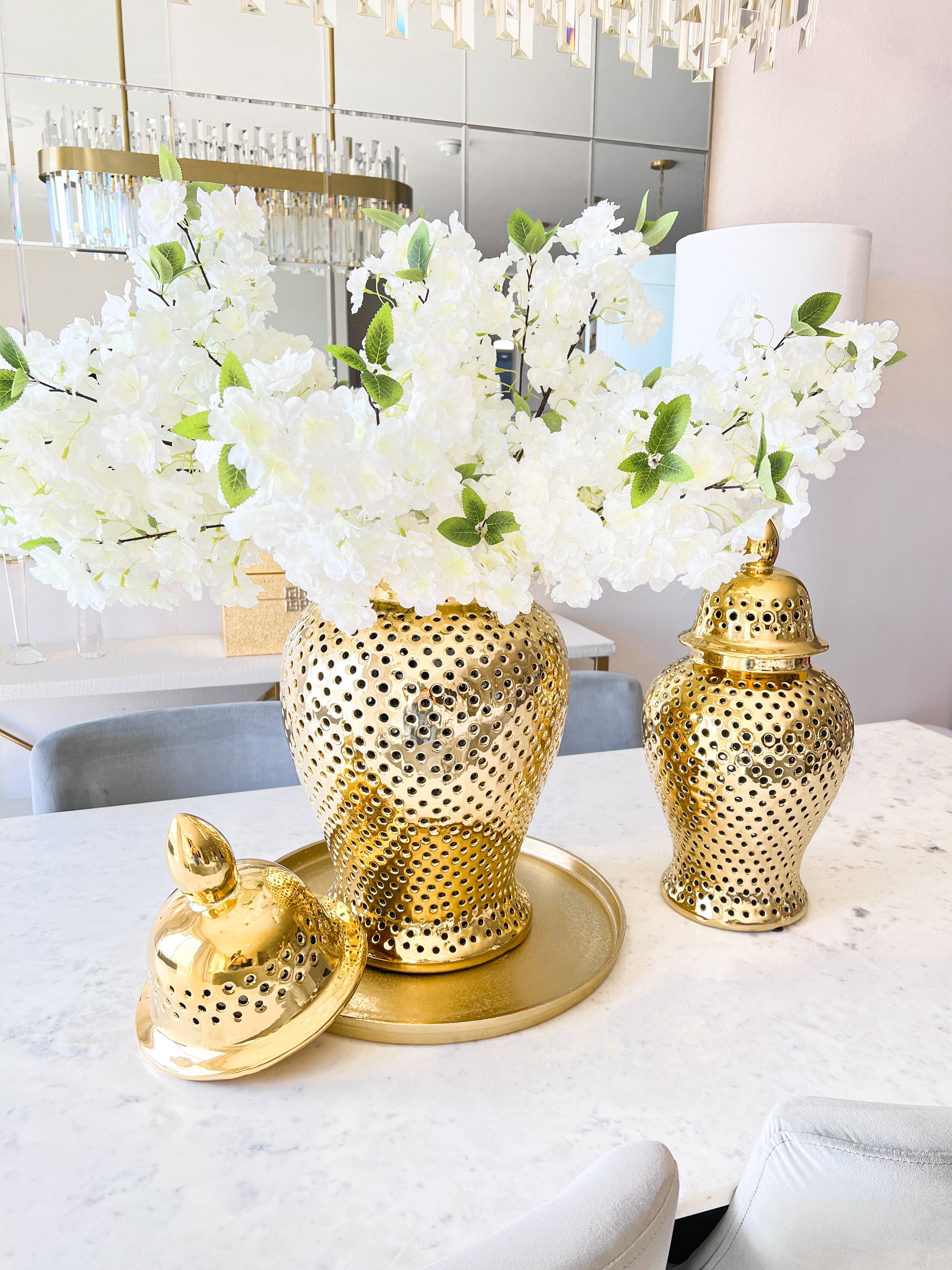 Gold Pierced Ginger Jar ( Two Sizes) - HTS HOME DECOR