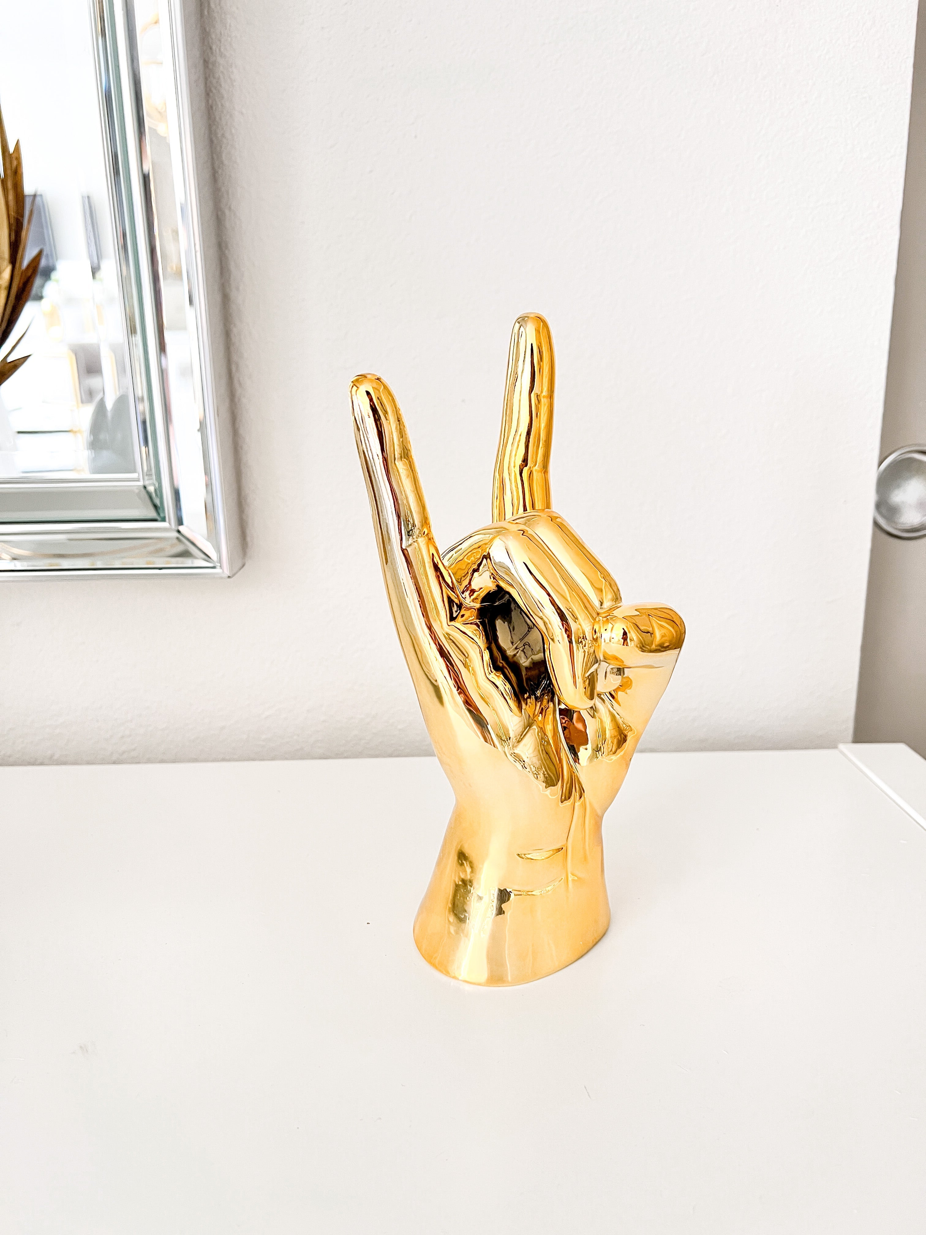 Gold Rock On Hand sculpture Key Holder - HTS HOME DECOR