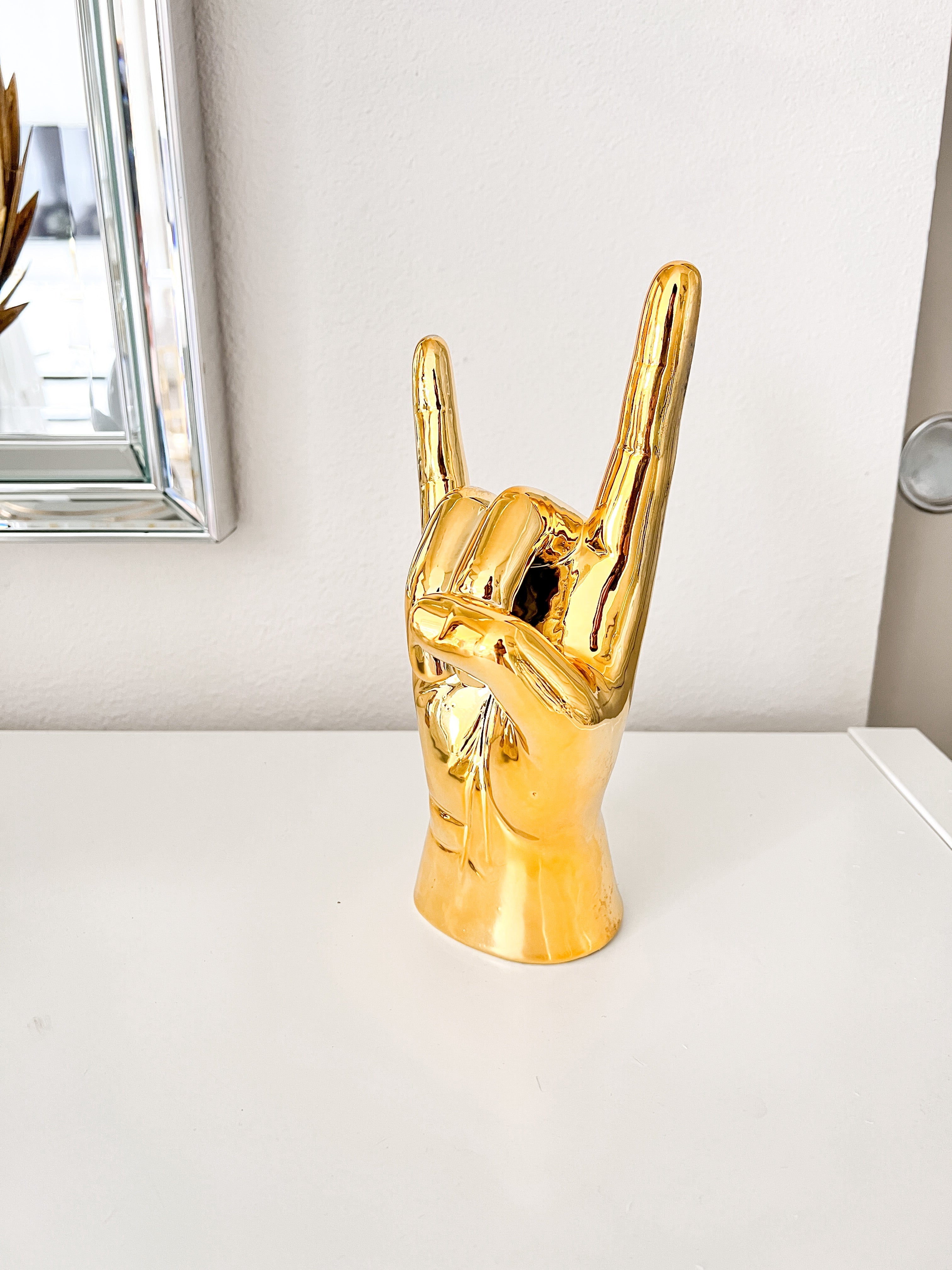 Gold Rock On Hand sculpture Key Holder - HTS HOME DECOR