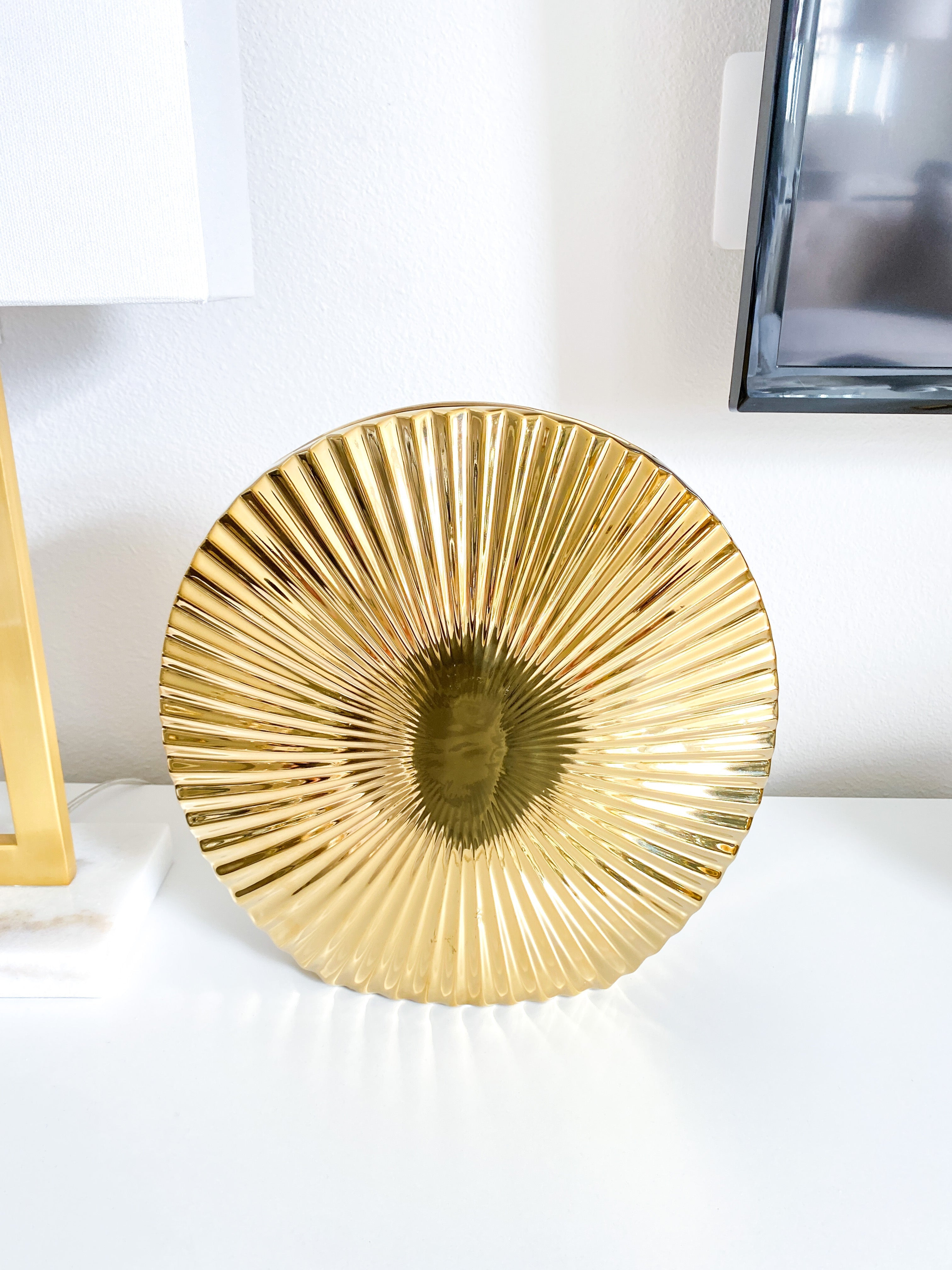 Gold Round Ceramic Vase - HTS HOME DECOR