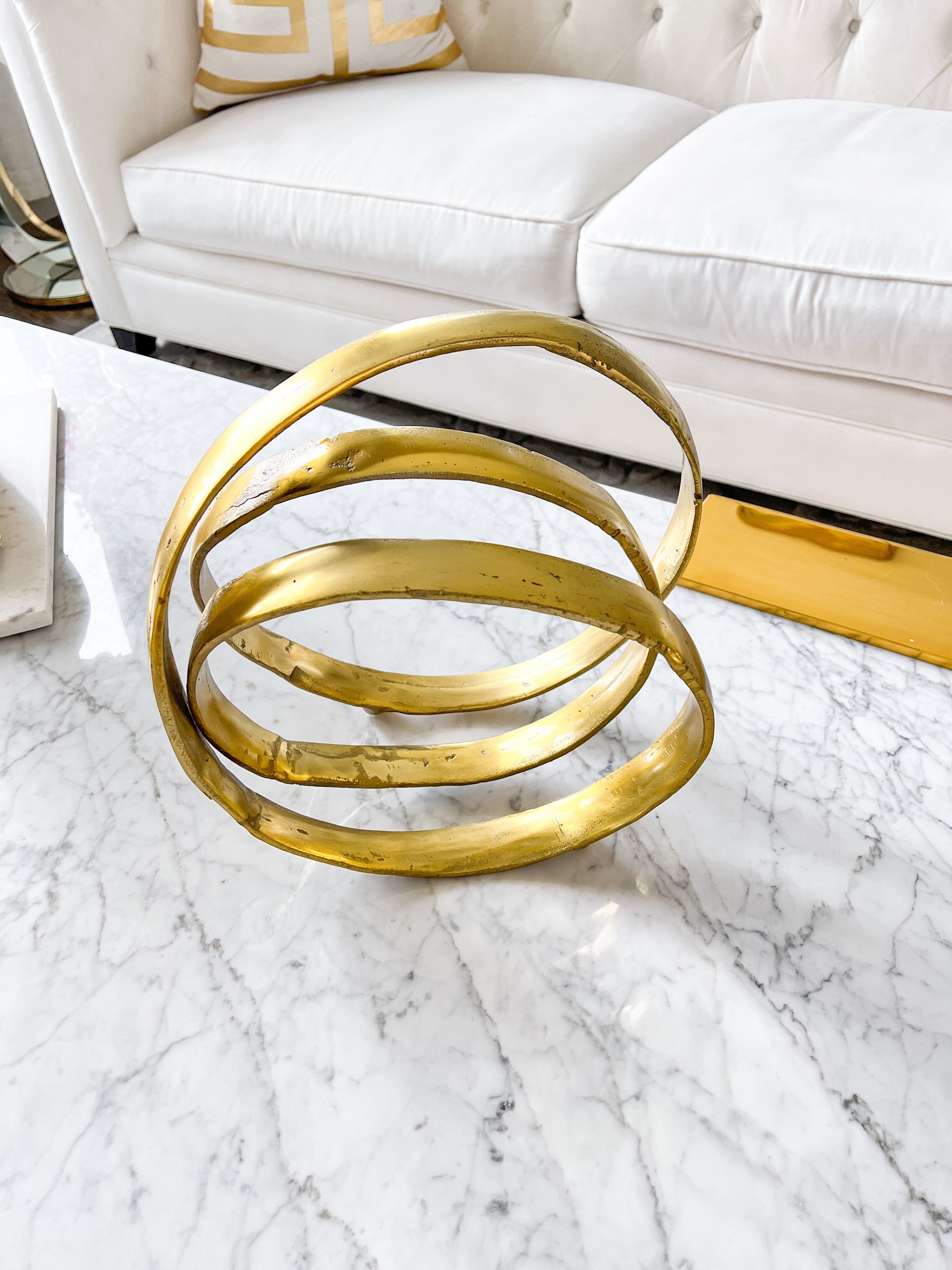 Gold Round Decorative Sculpture - HTS HOME DECOR