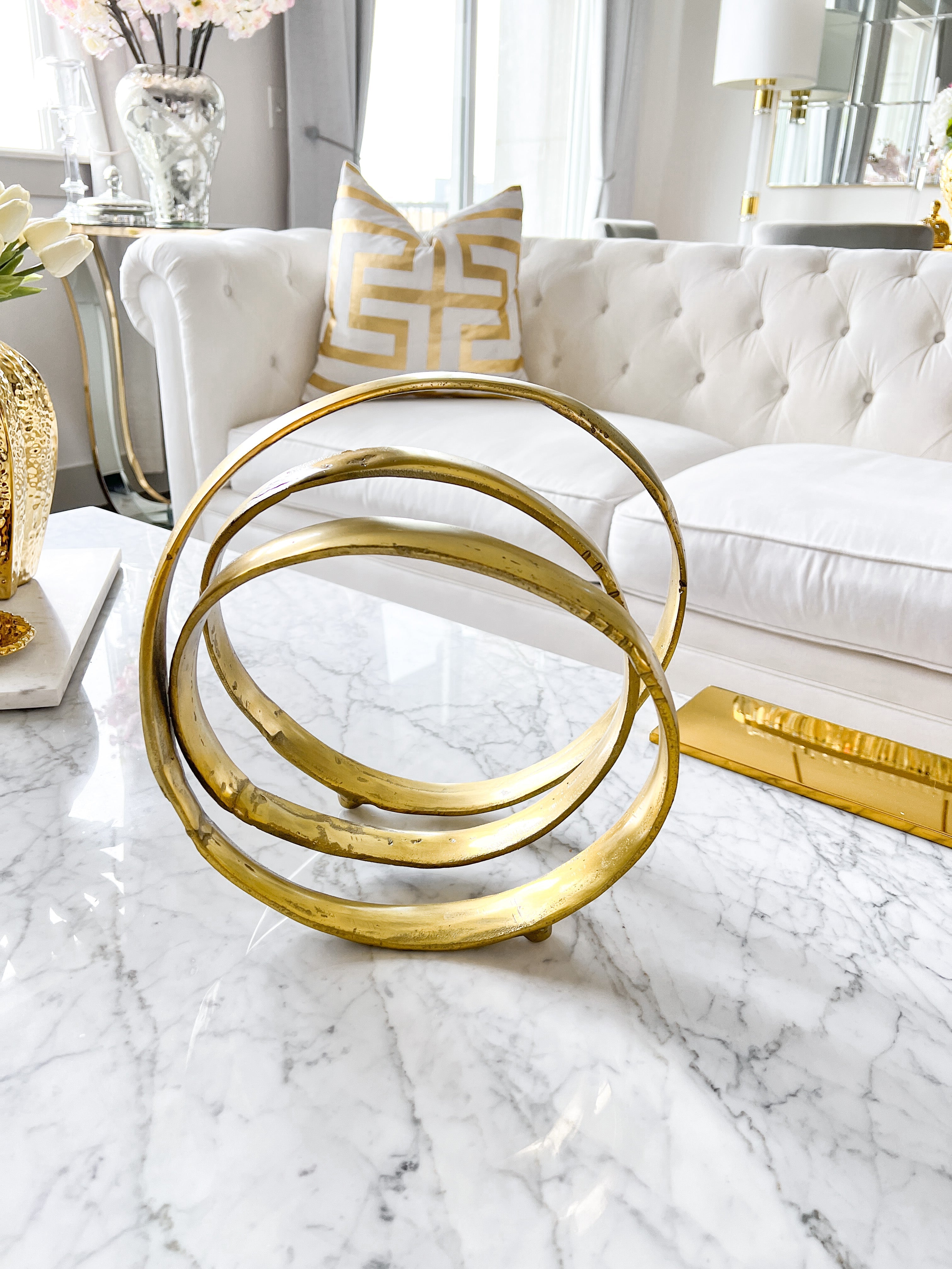 Gold Round Decorative Sculpture - HTS HOME DECOR