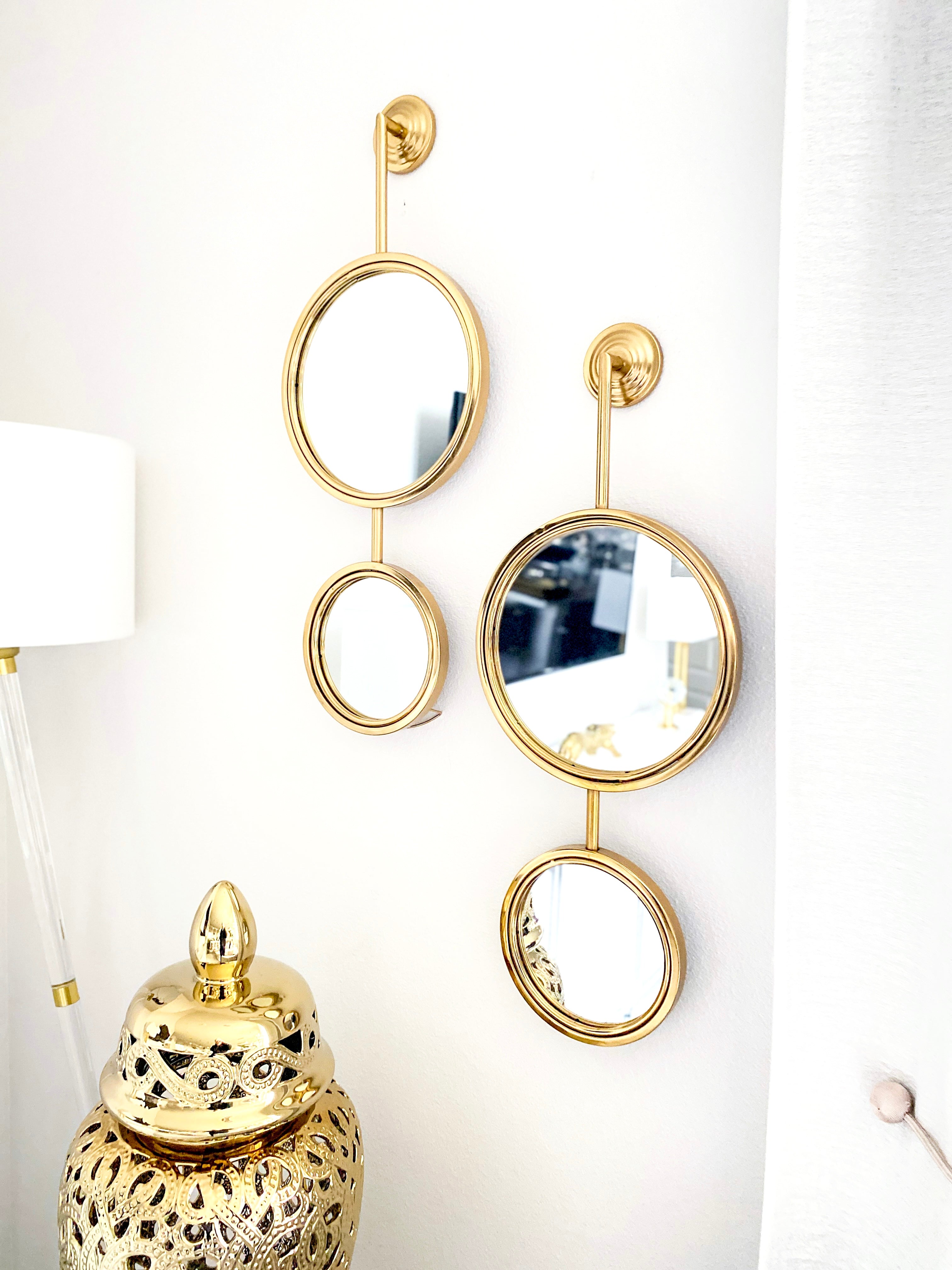 Gold Round Decorative Wall Mirrors Set of 2 - HTS HOME DECOR
