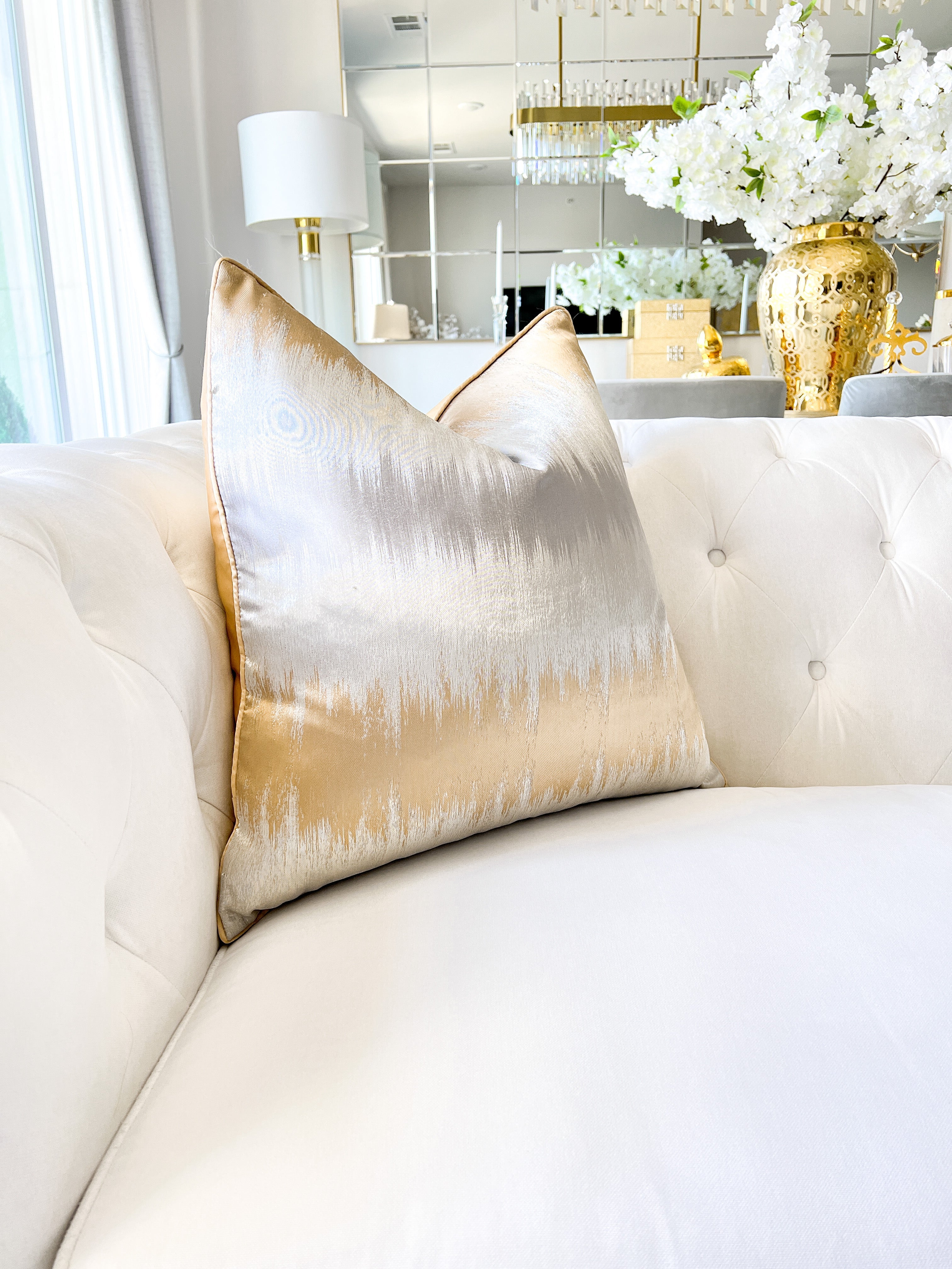 Gold & silver Waves Pattern Pillow Cover 22" - HTS HOME DECOR