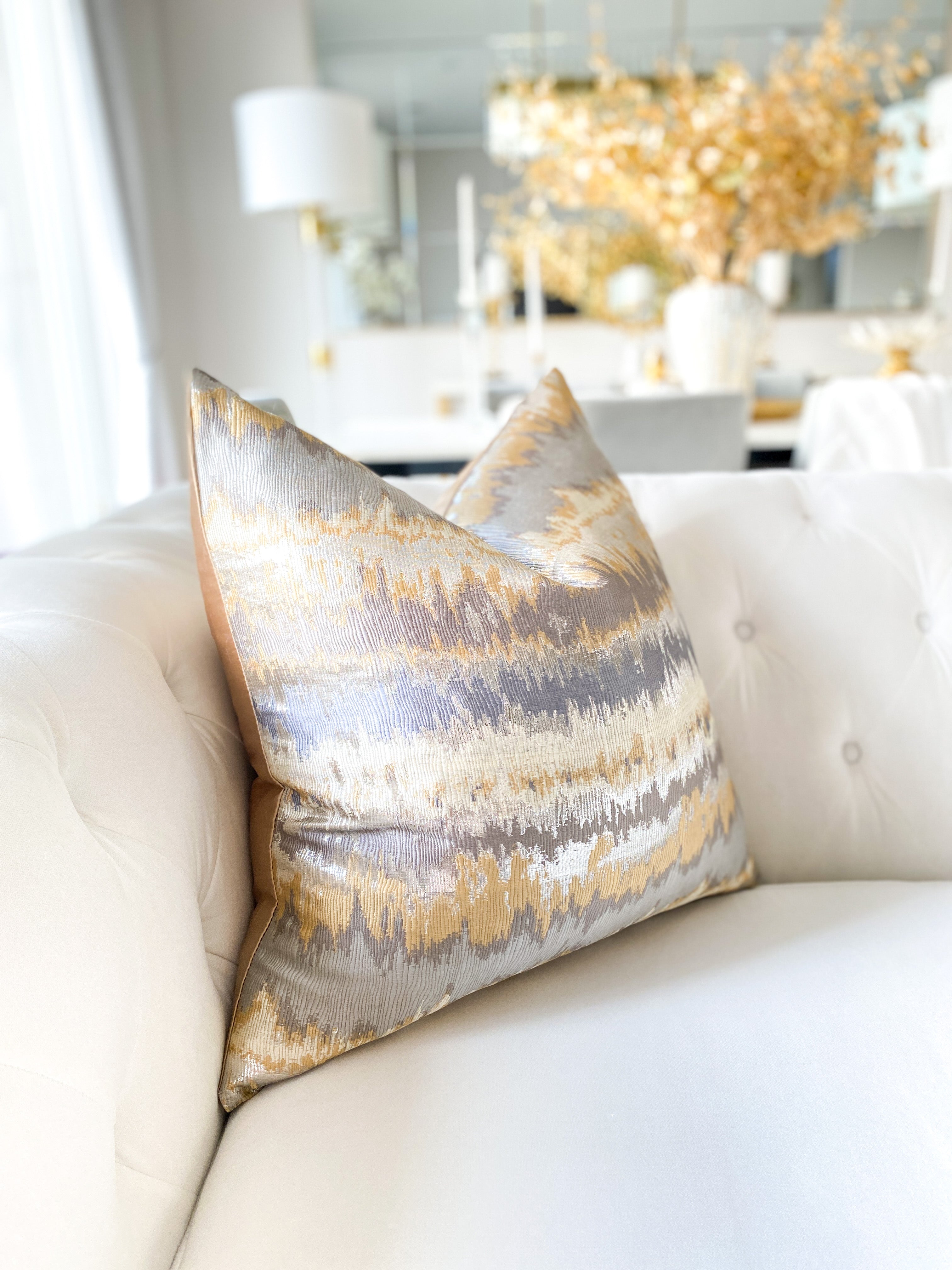 Gold & Silver Waves Pillow Cover 22X22 - HTS HOME DECOR