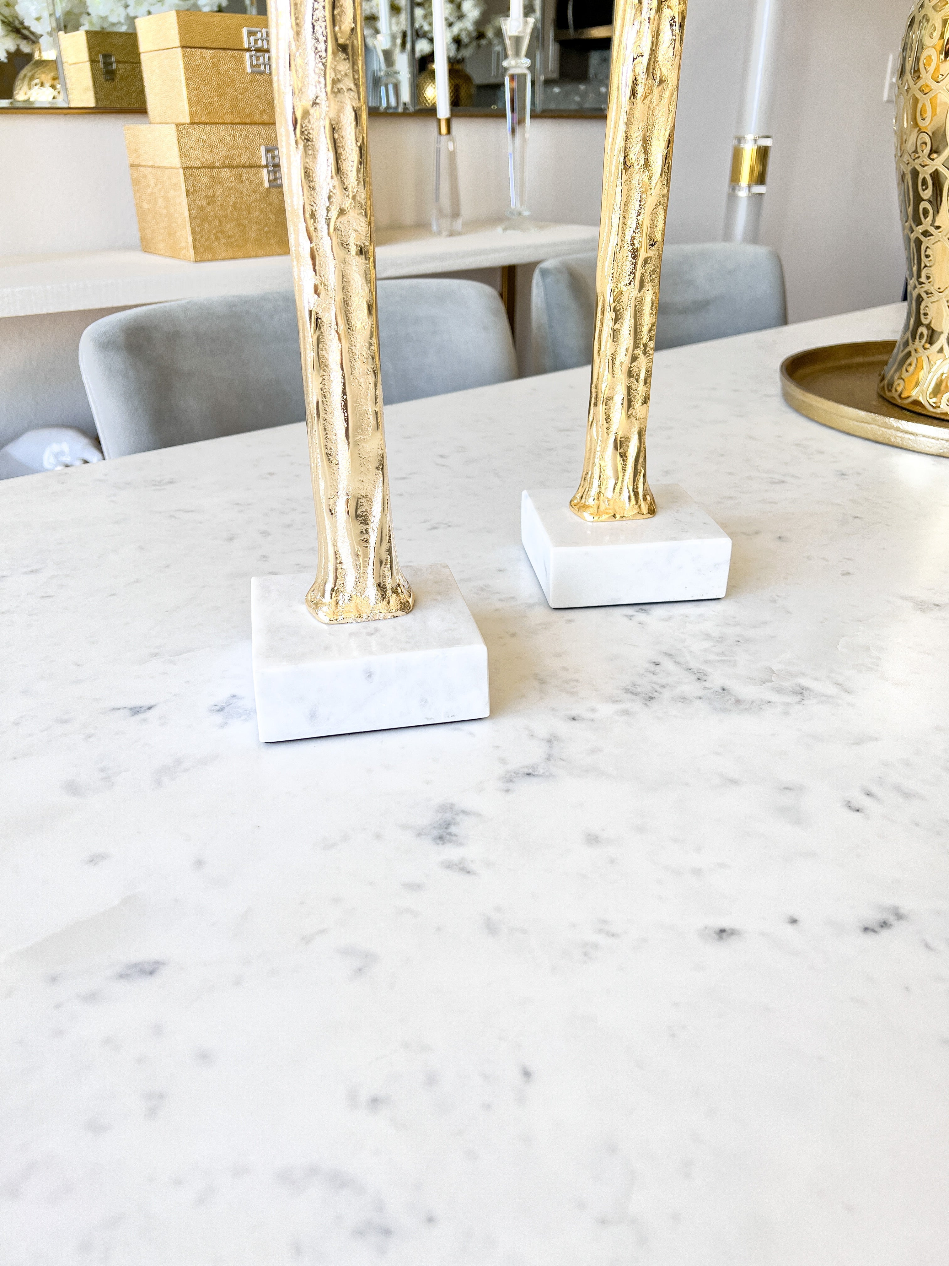 Gold Statue with Marble Base ( Two Styles) - HTS HOME DECOR
