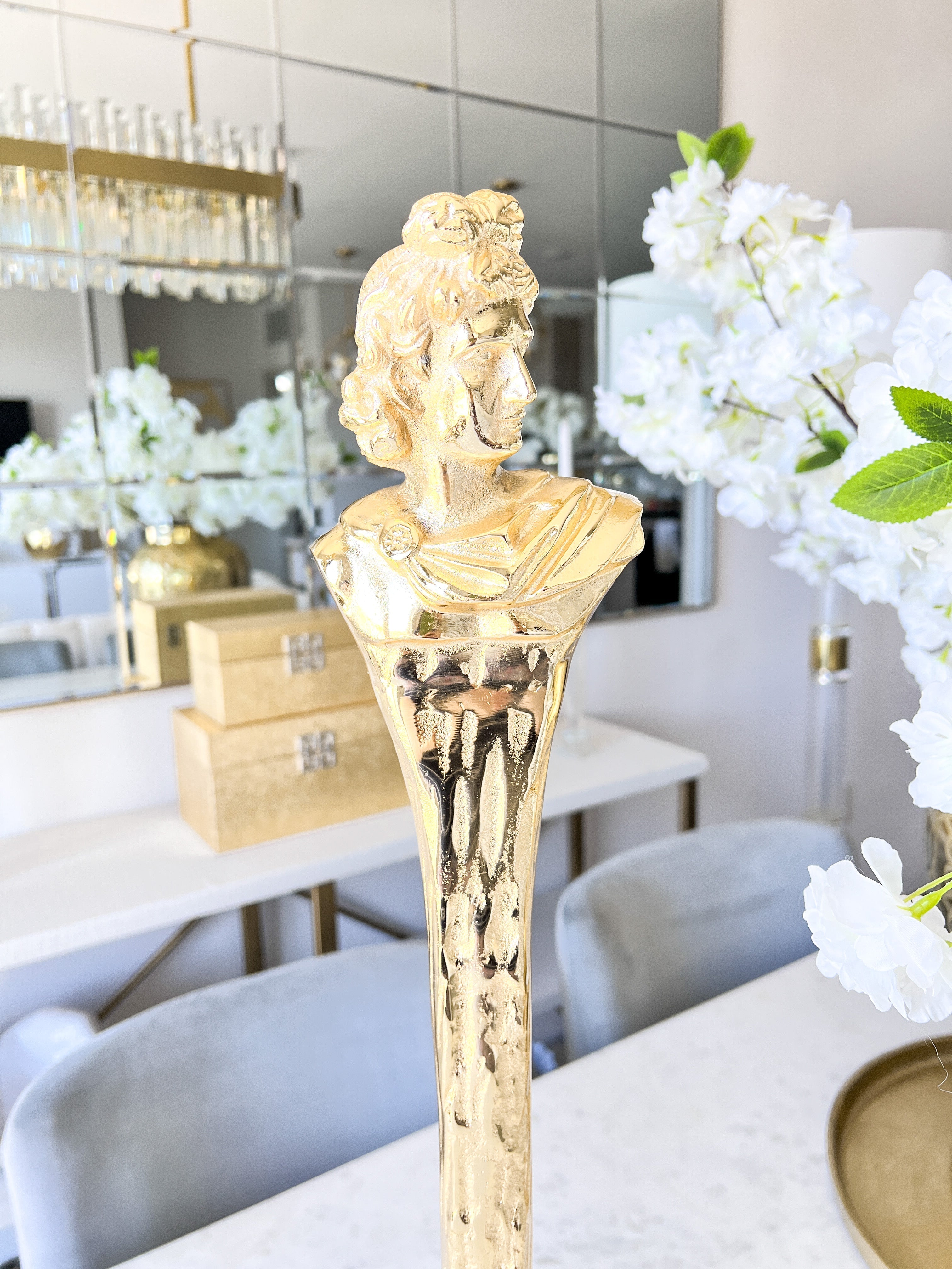 Gold Statue with Marble Base ( Two Styles) - HTS HOME DECOR