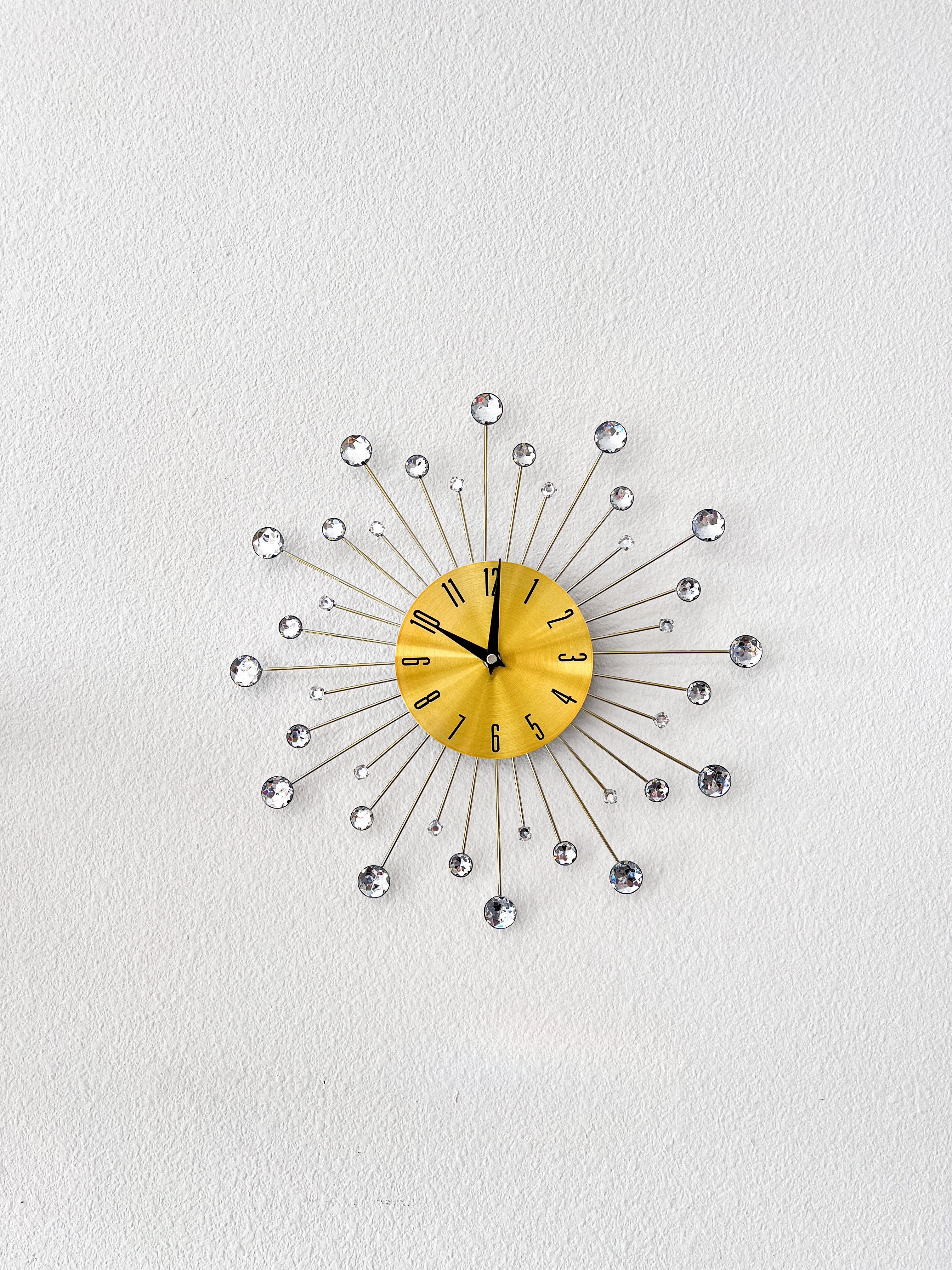 Gold Sunburst Wall Clock - HTS HOME DECOR