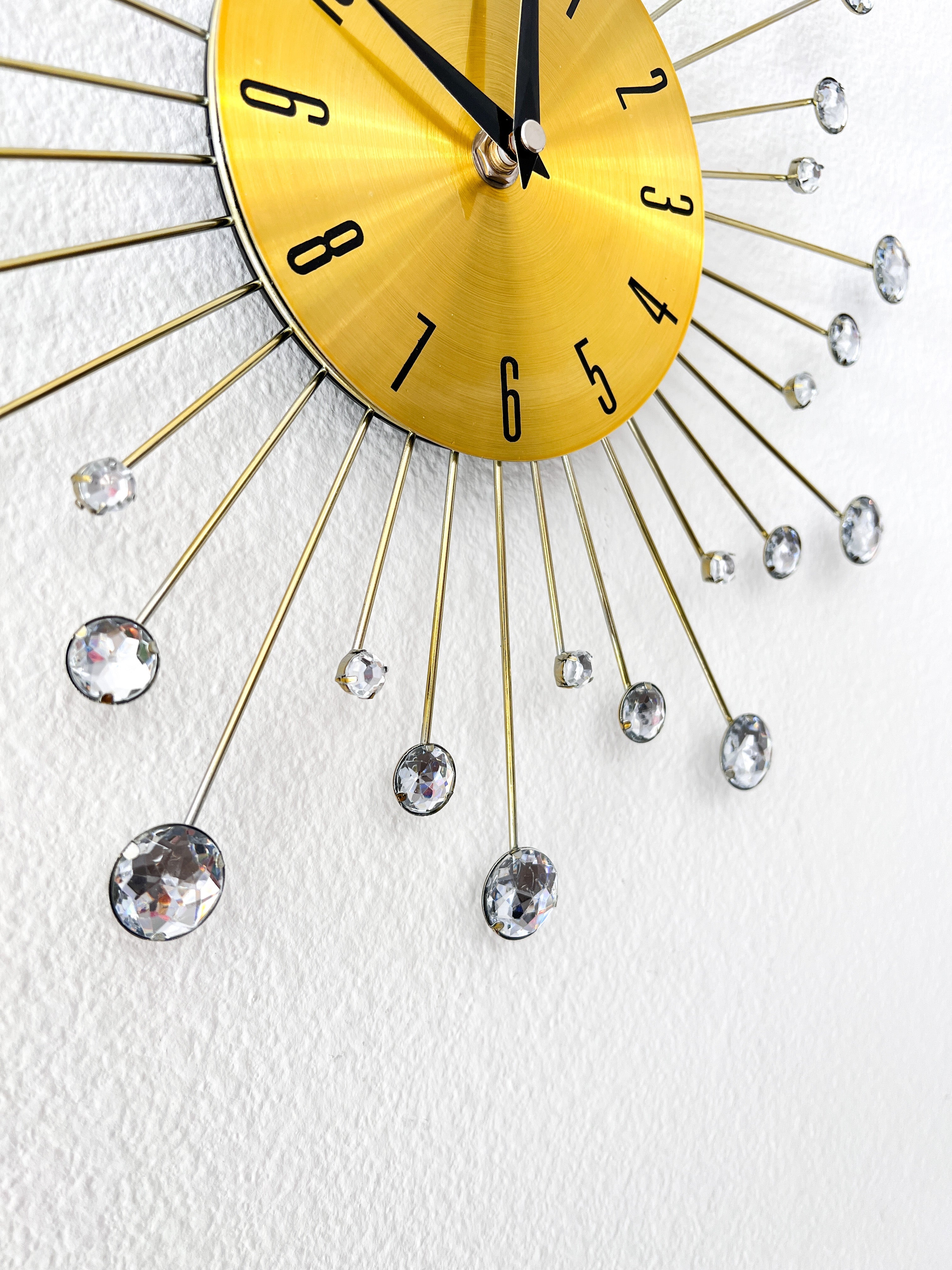 Gold Sunburst Wall Clock - HTS HOME DECOR