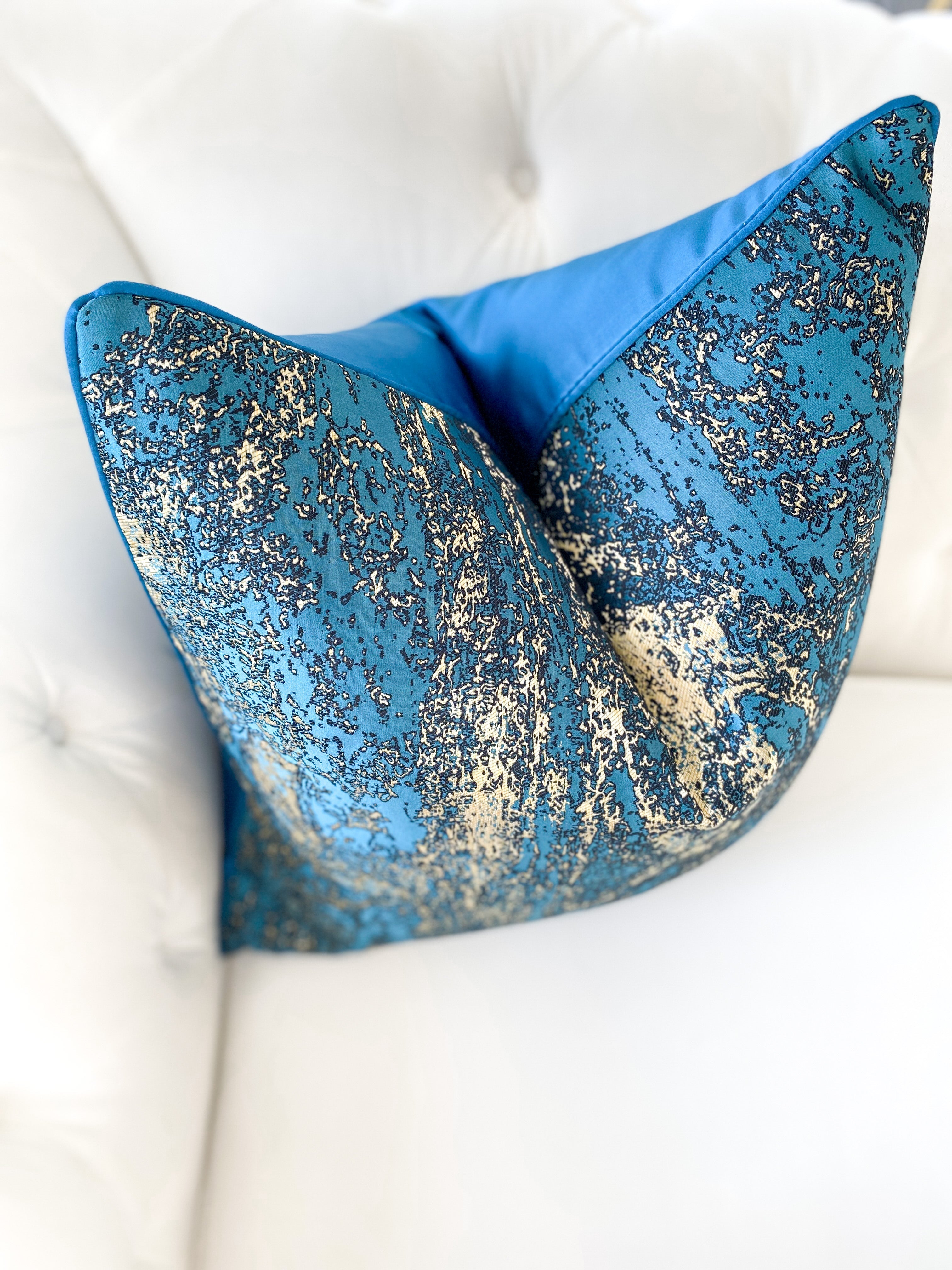 Gold & Teal Pattern Pillow Cover - HTS HOME DECOR