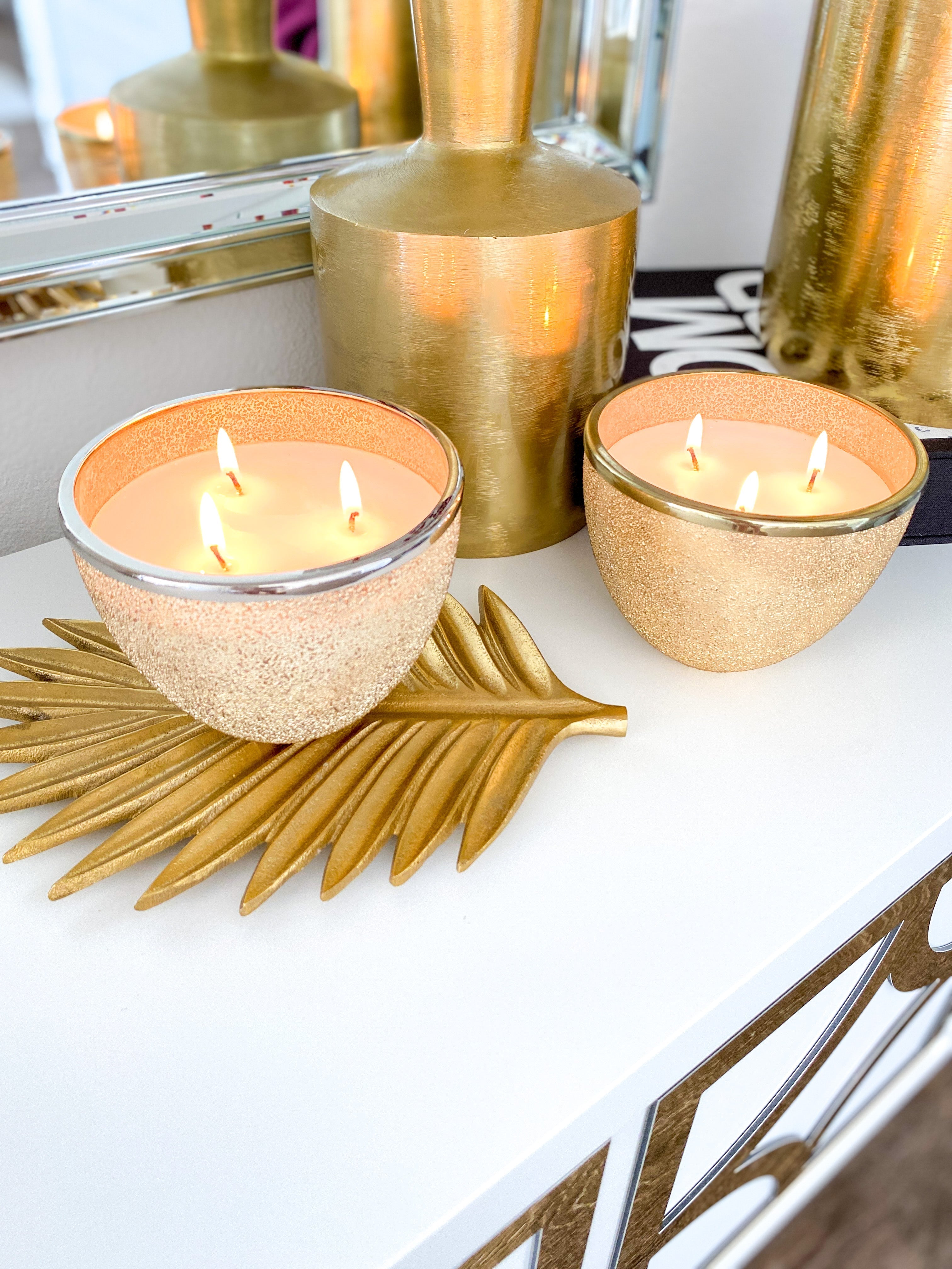 Gold Textured Candle ( Two Scents) - HTS HOME DECOR