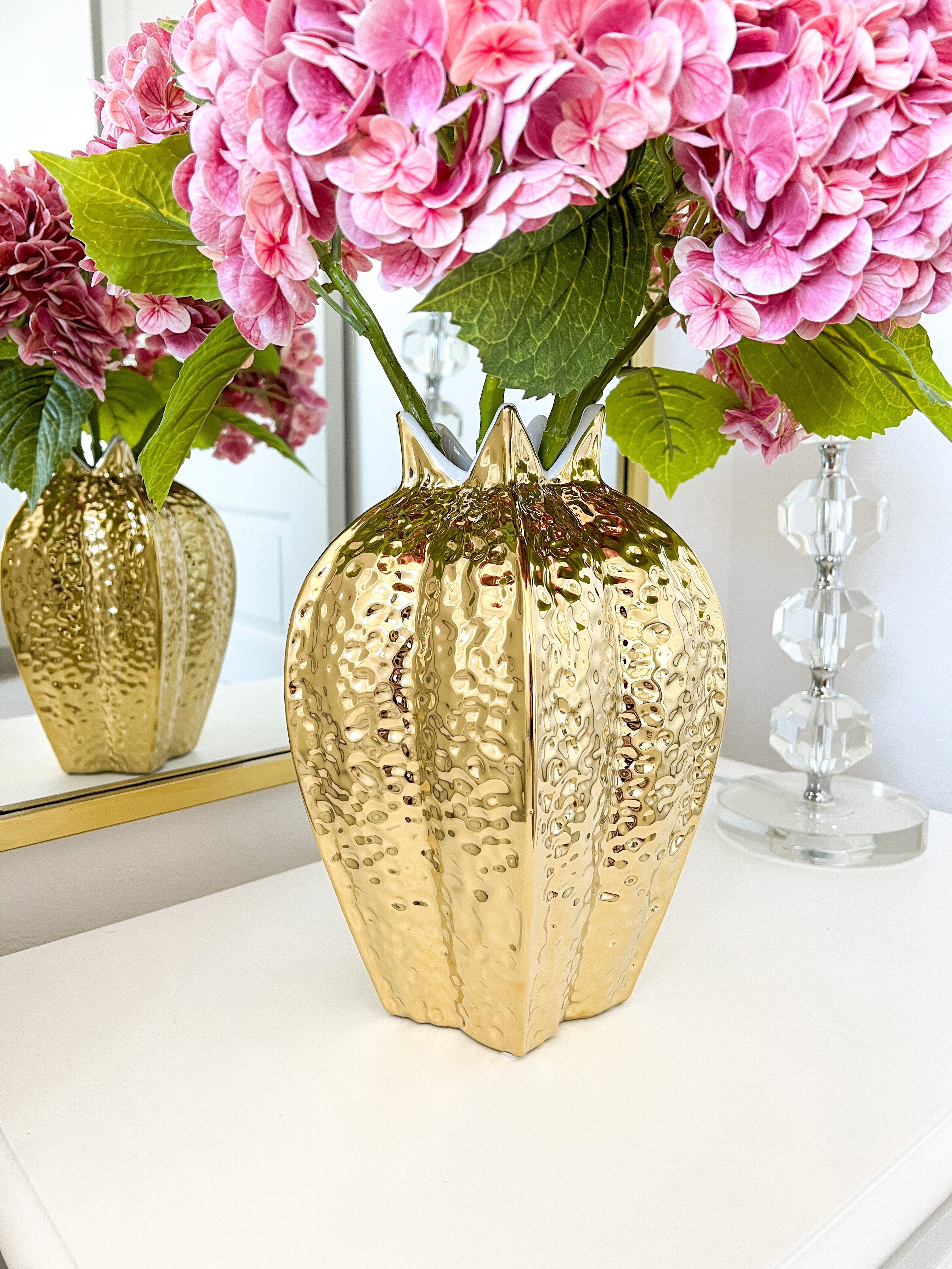Gold Textured Ceramic Vase - HTS HOME DECOR