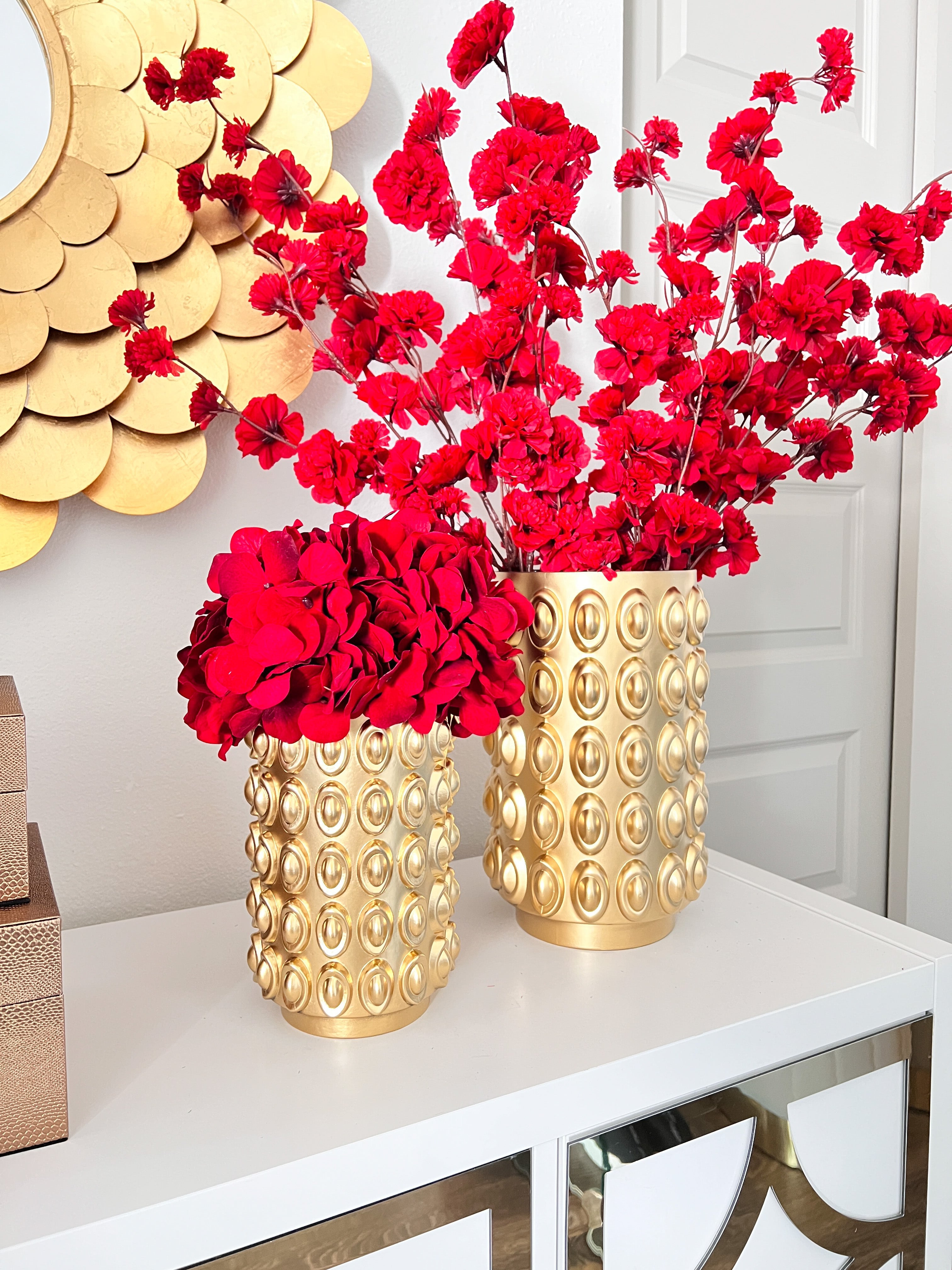 Gold Textured Glass Vase ( Two Sizes) - HTS HOME DECOR