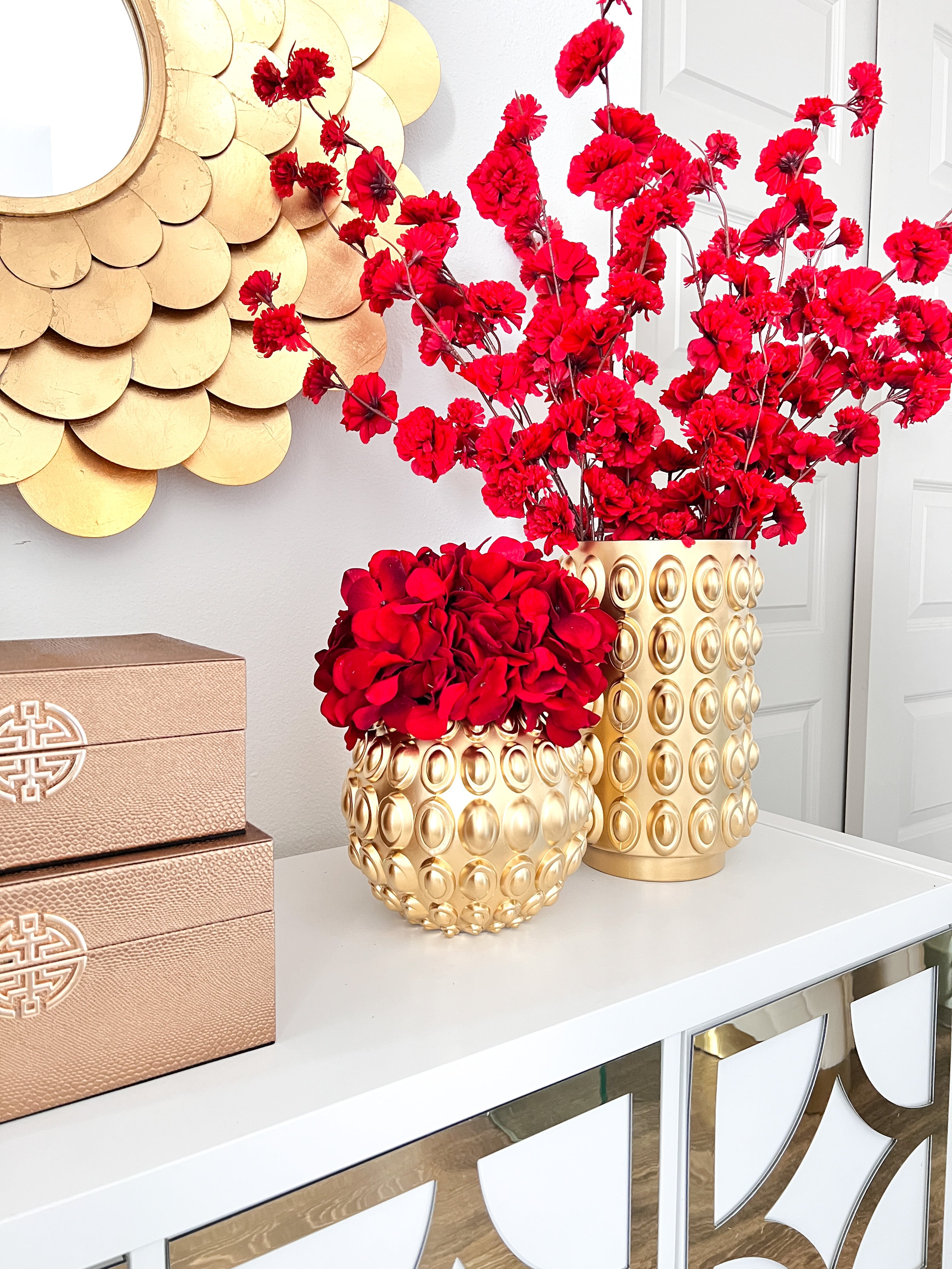 Gold Textured Orb Vase - HTS HOME DECOR