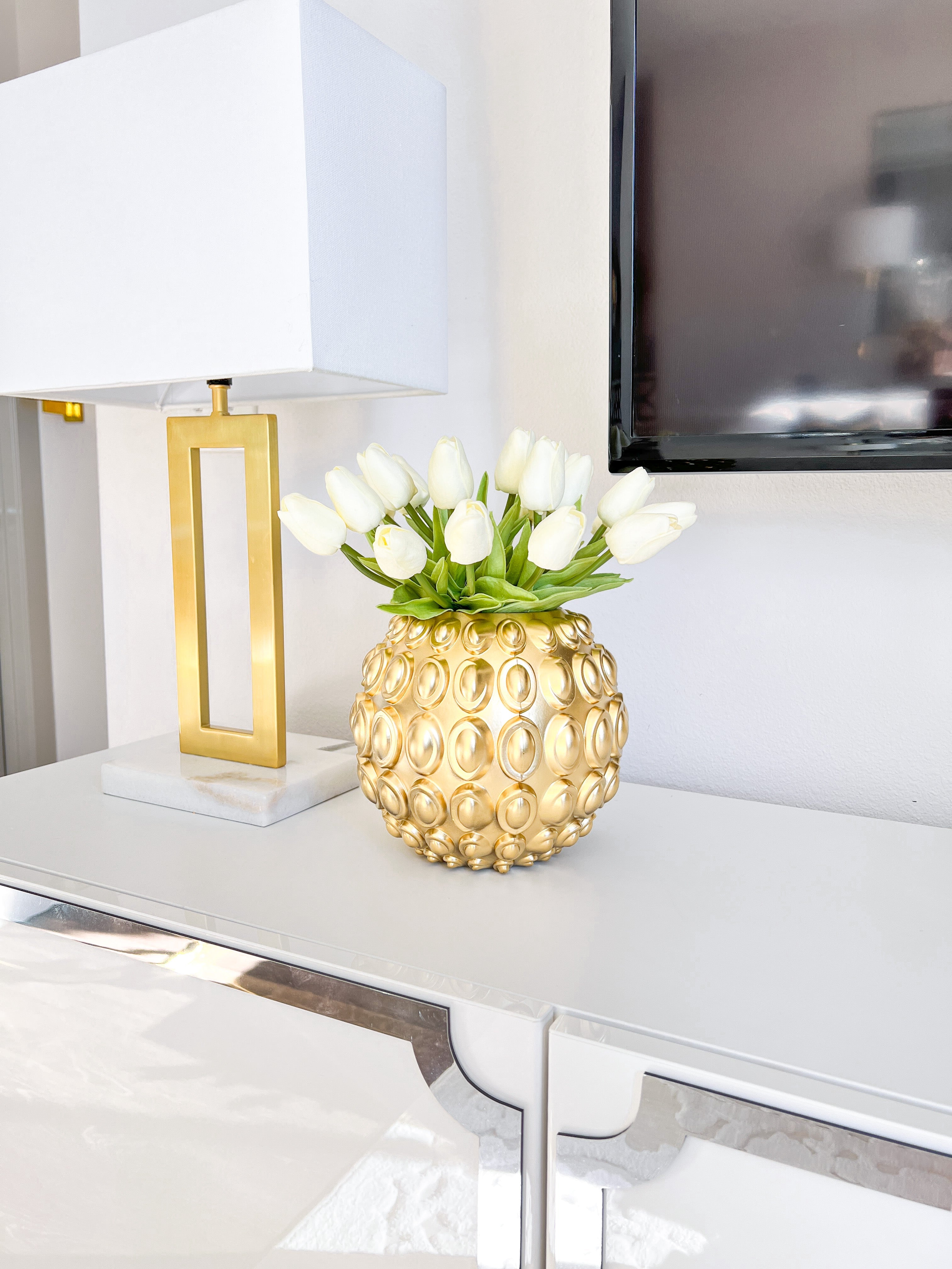 Gold Textured Orb Vase - HTS HOME DECOR
